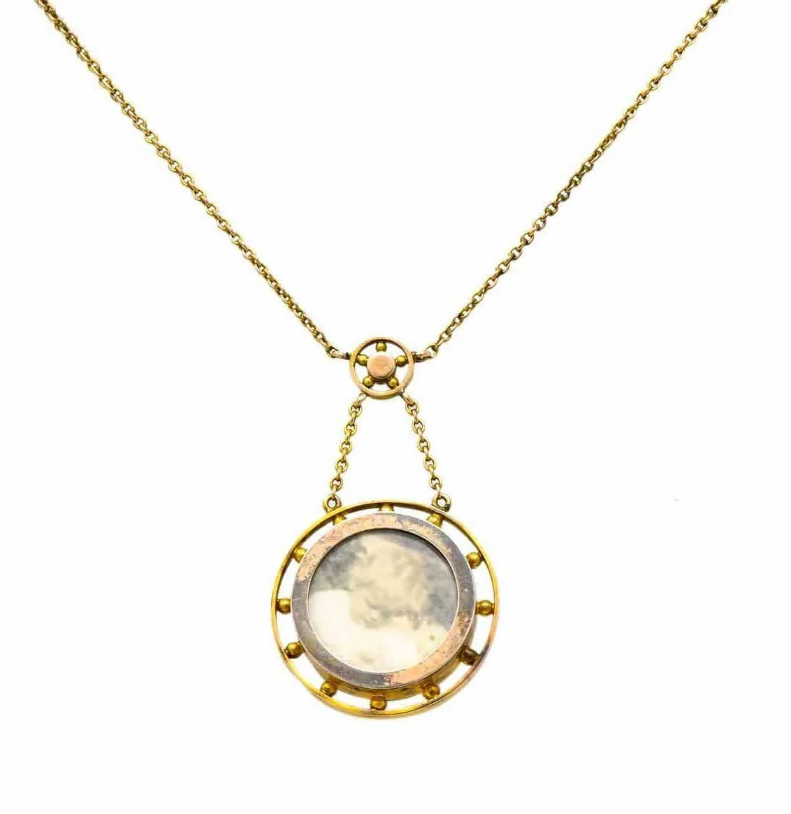 Victorian Pearl Enamel 14 Karat Yellow Gold Pendant Necklace - Image 4