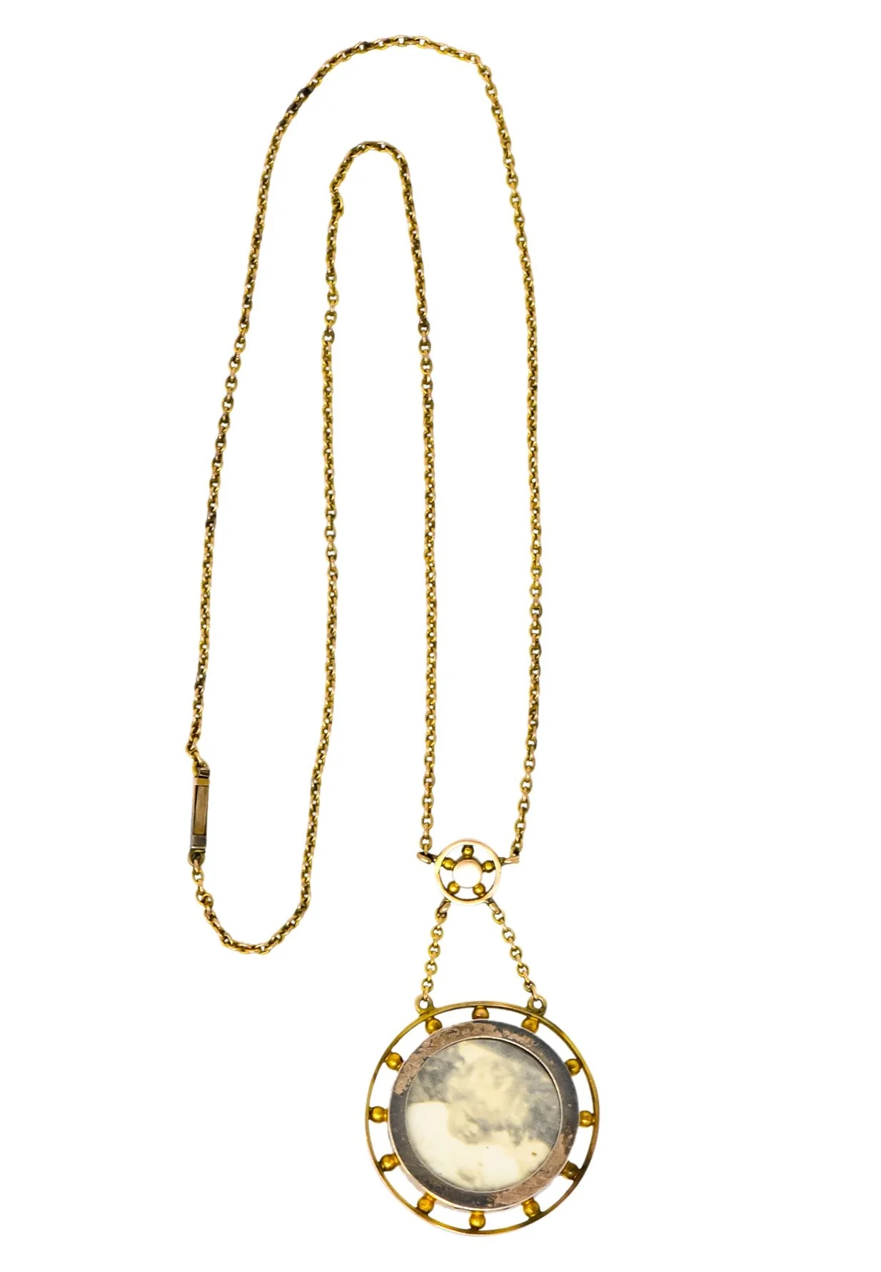 Victorian Pearl Enamel 14 Karat Yellow Gold Pendant Necklace - Image 9