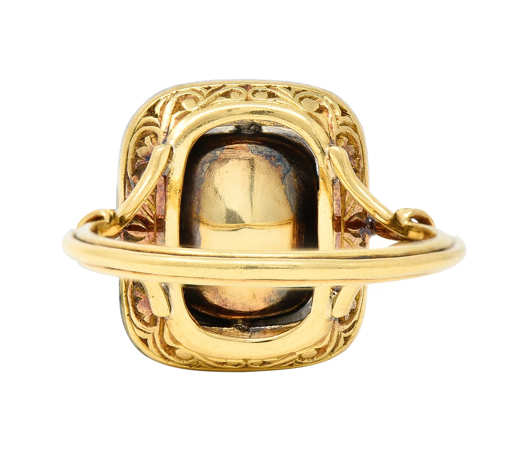 Victorian Pink Sapphire Diamond Platinum 18 Karat Gold Halo Antique Ring - Image 4