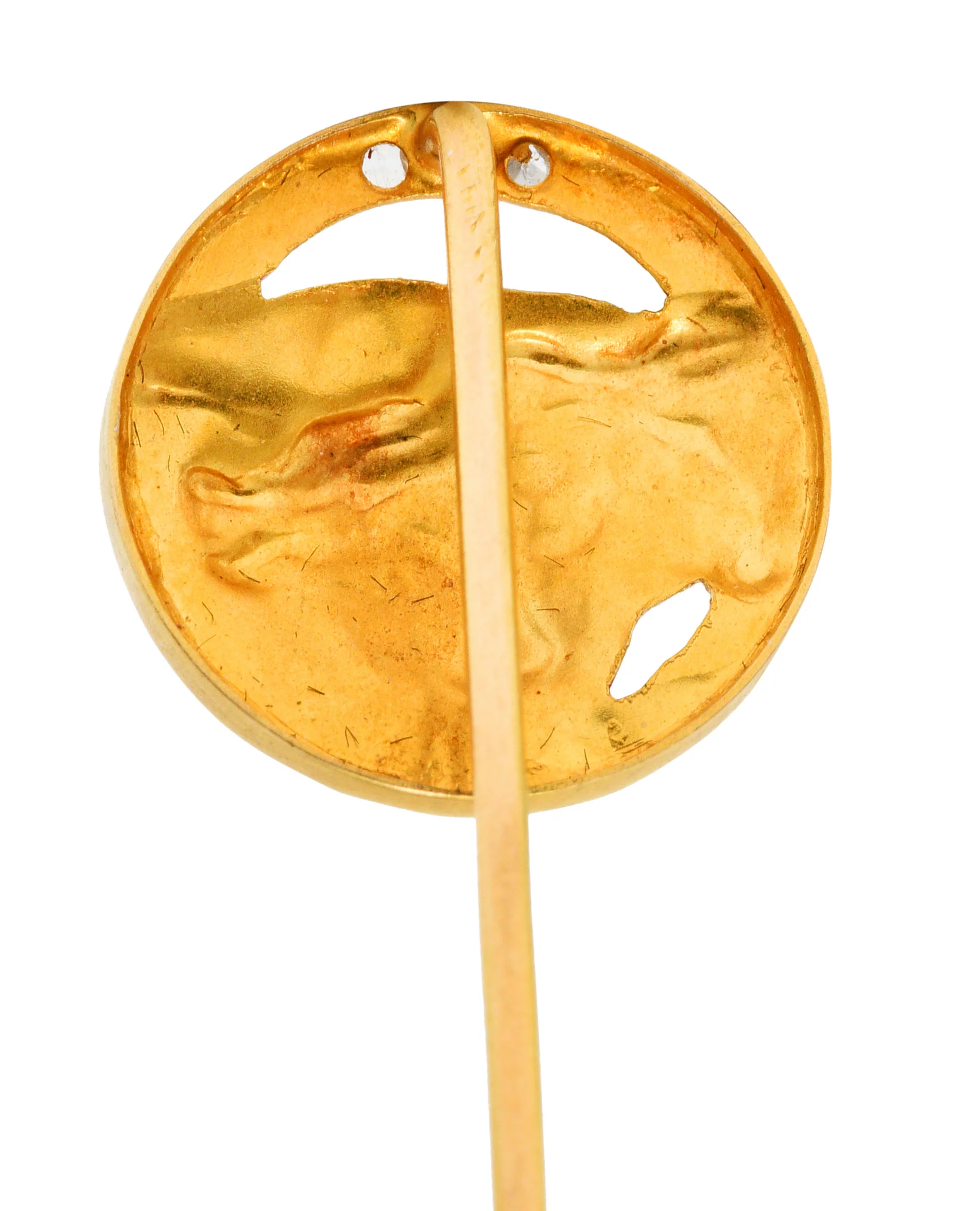 Victorian Rose Cut Diamond 18 Karat Gold Oxen Stickpin - Image 3