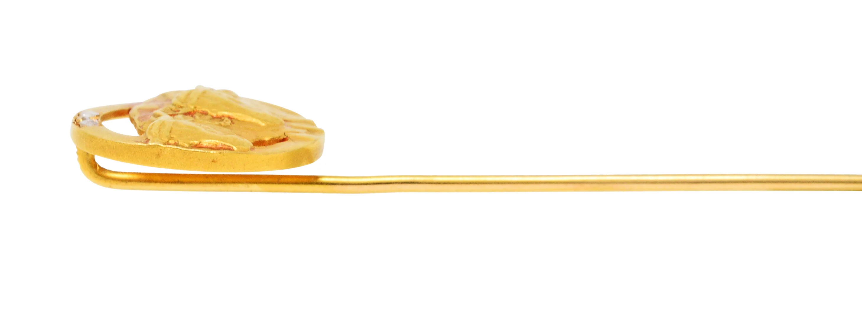 Victorian Rose Cut Diamond 18 Karat Gold Oxen Stickpin - Image 6