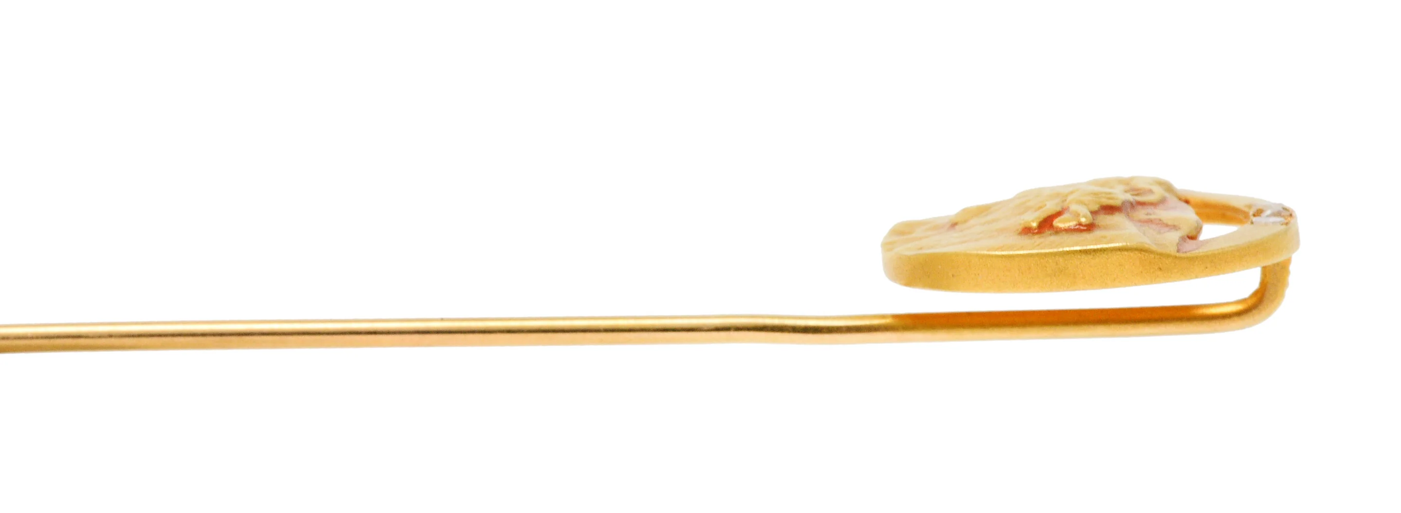 Victorian Rose Cut Diamond 18 Karat Gold Oxen Stickpin - Image 7