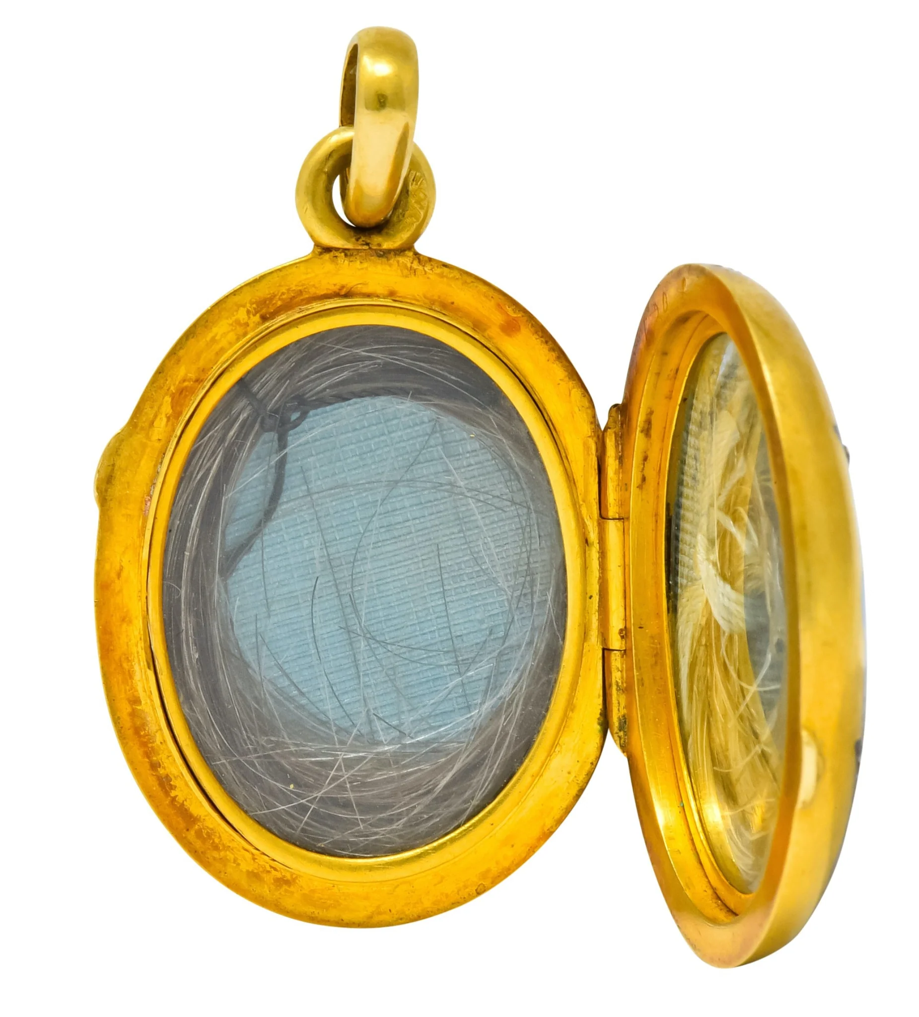 Victorian Rose Cut Diamond Enamel 18 Karat Gold Cherub Mourning Locket Pendant - Image 10
