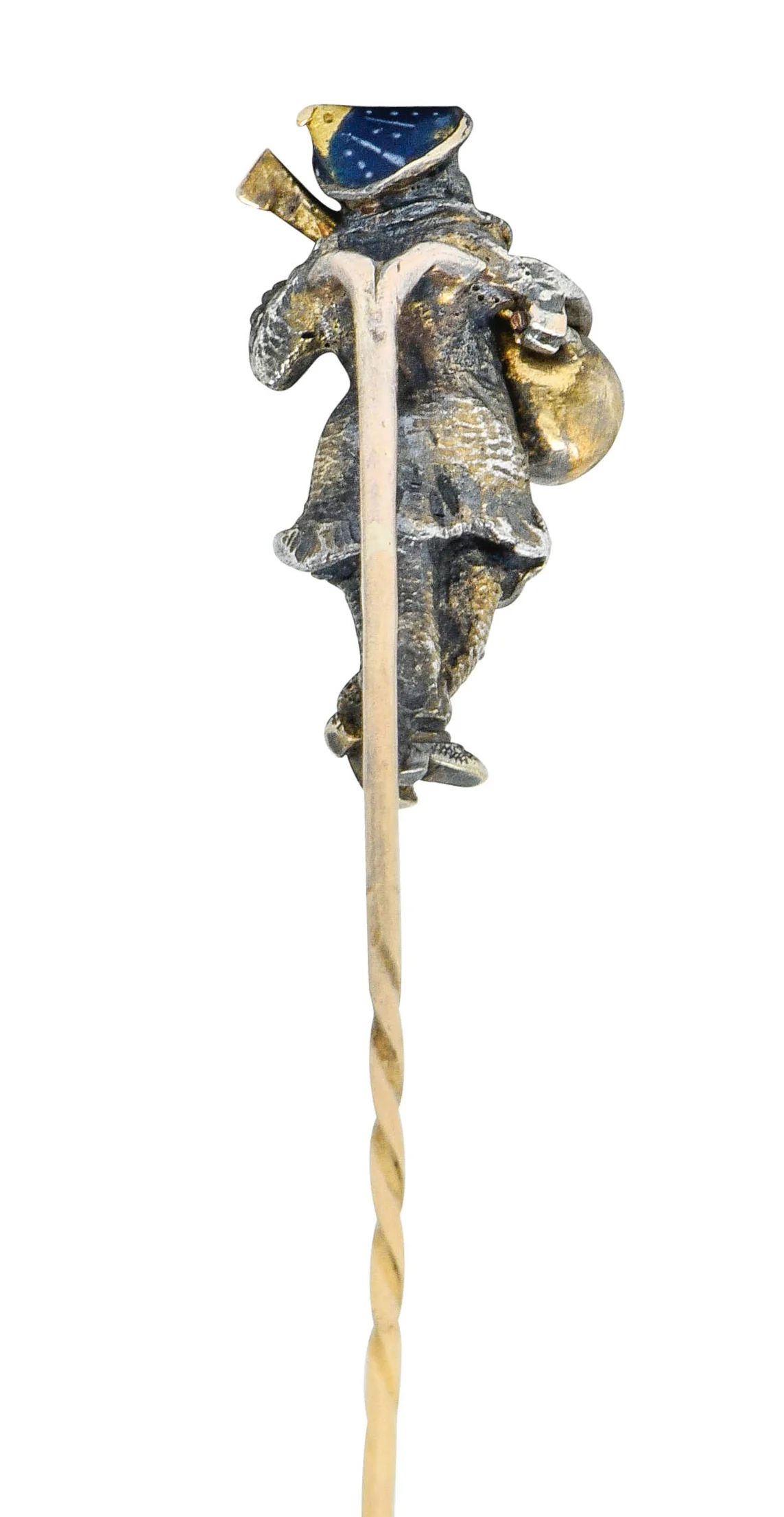 Victorian Rose Cut Diamond Ruby Silver-Topped 18 Karat Gold Bard Stickpin - Image 4