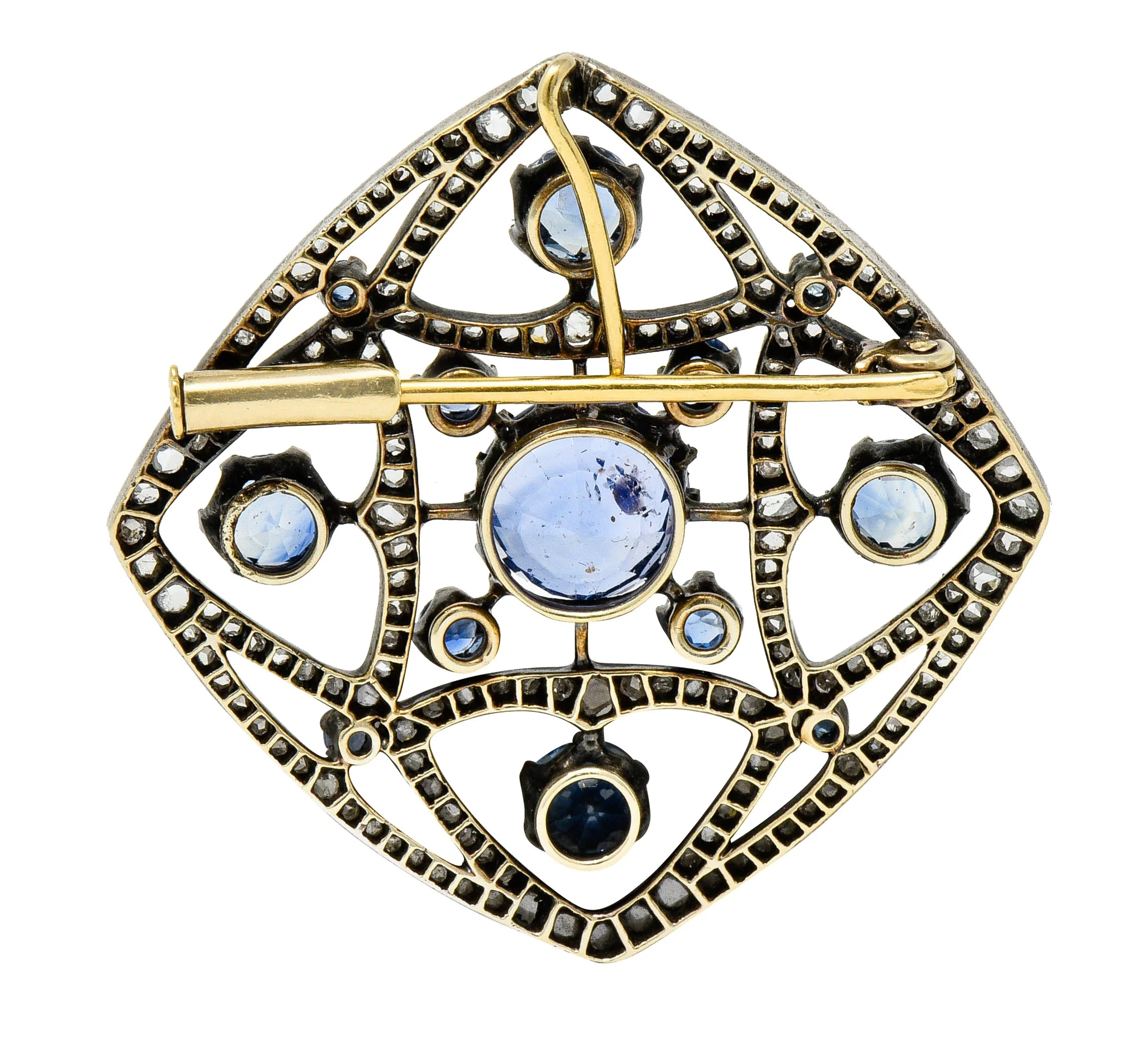 Victorian Sapphire Diamond Pearl Silver-Topped 18 Karat Gold Strand Pendant Sautoir Necklace - Image 8