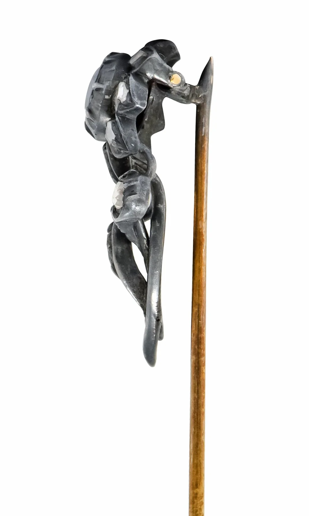 Victorian Sapphire Diamond Silver-Topped 14 Karat Gold Flower Stickpin - Image 3