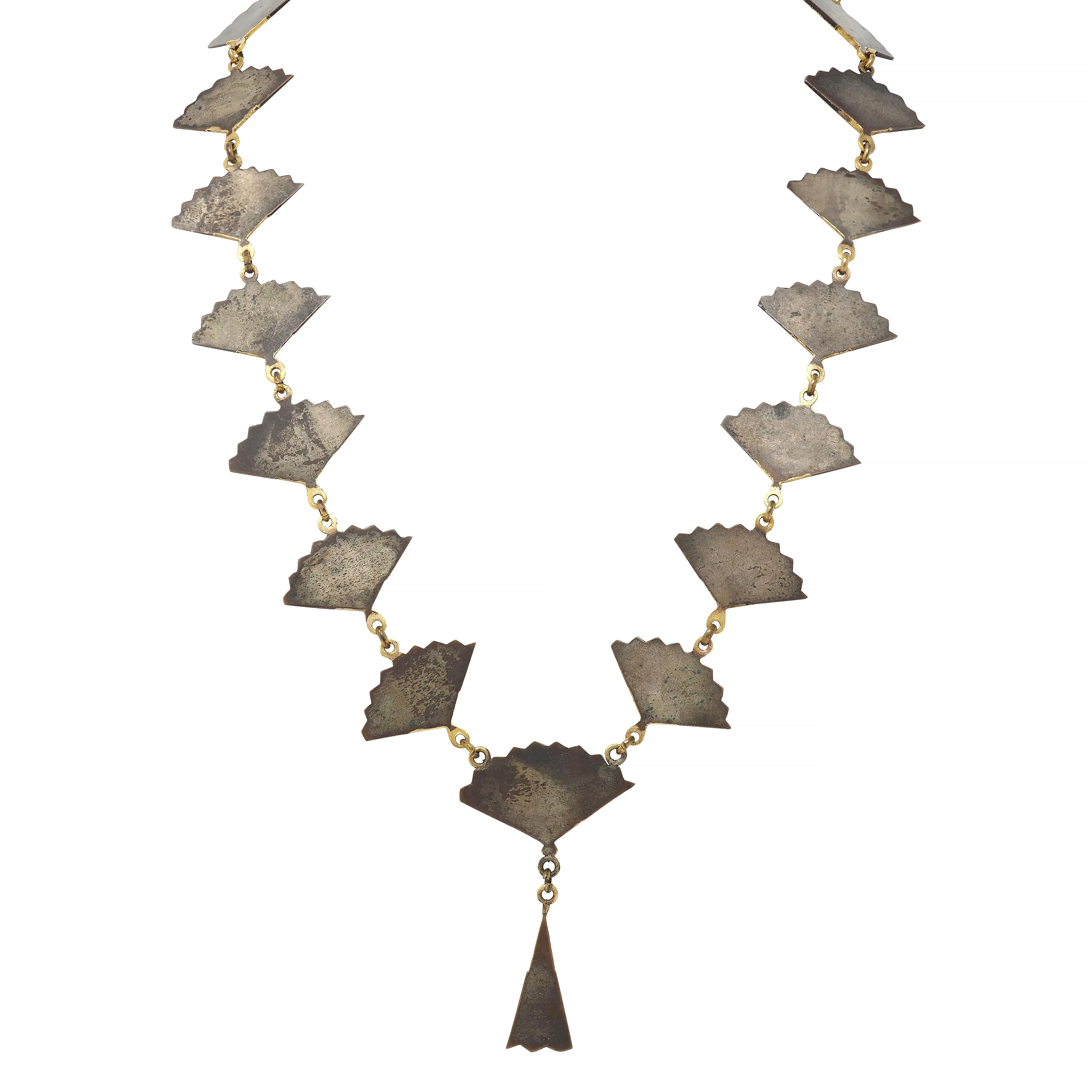 Victorian Shakudo 14 Karat Yellow Gold Antique Japanese Fan Link Sautoir Necklace - Image 5