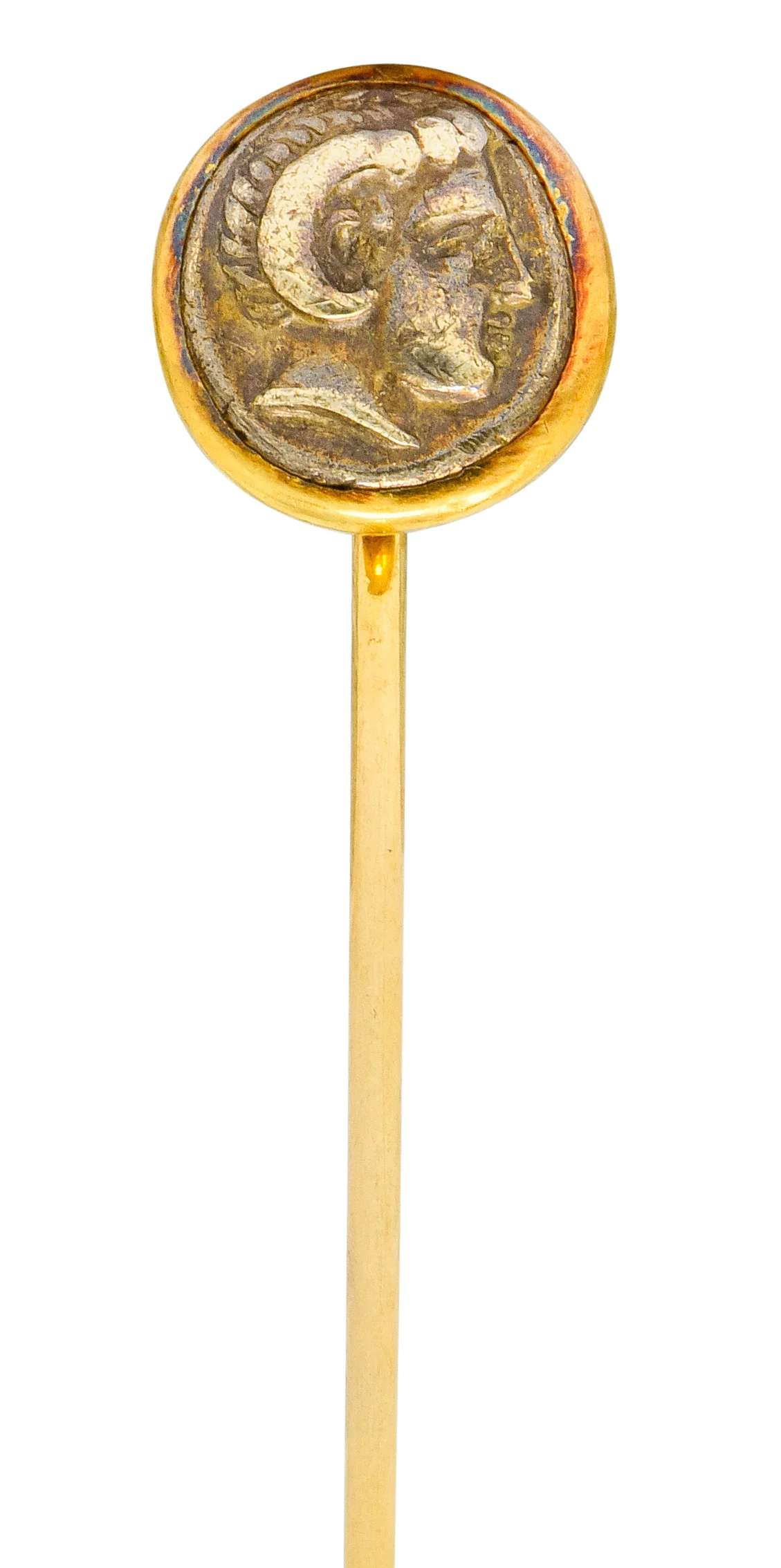 Victorian Tiffany & Co. 18 Karat Gold Zeus Ammon Ancient Coin Stickpin