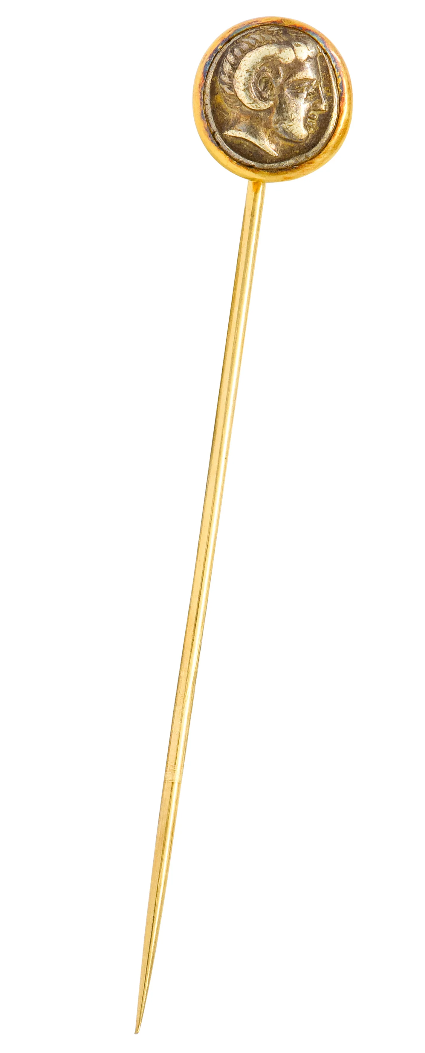 Victorian Tiffany & Co. 18 Karat Gold Zeus Ammon Ancient Coin Stickpin - Image 2