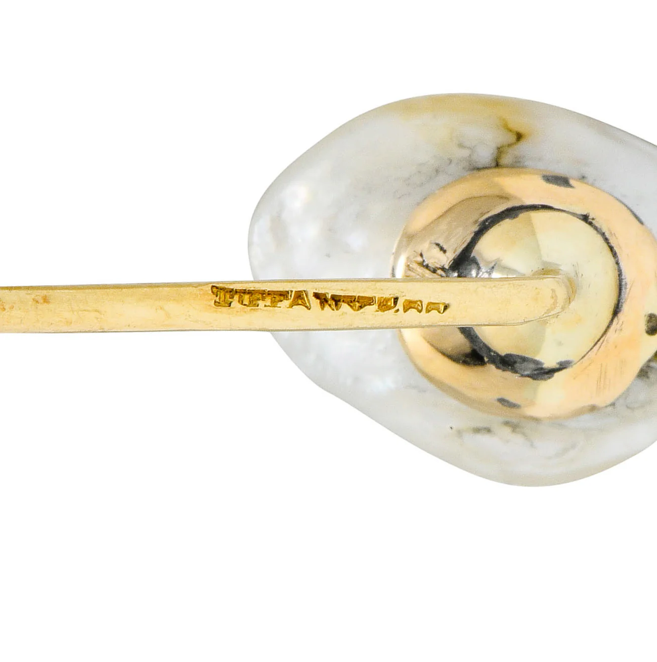 Victorian Tiffany & Co. Baroque Pearl Diamond Platinum 18 Karat Gold Stickpin - Image 6
