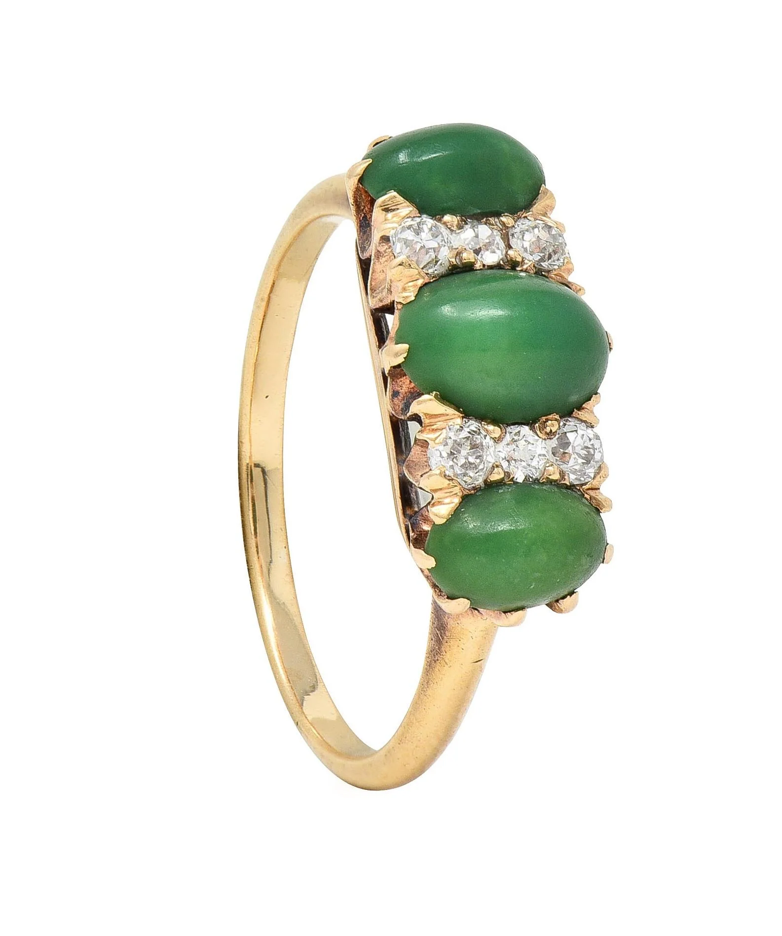 Victorian Turquoise Diamond 18 Karat Yellow Gold Antique Three Stone Ring - Image 10
