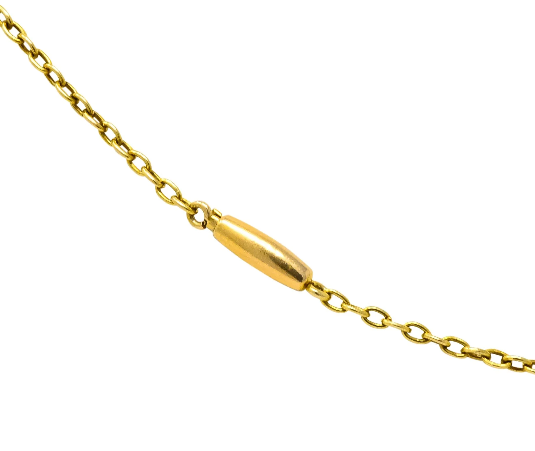 Victorian Watermelon Tourmaline 14 Karat Gold Heart Station Necklace - Image 5