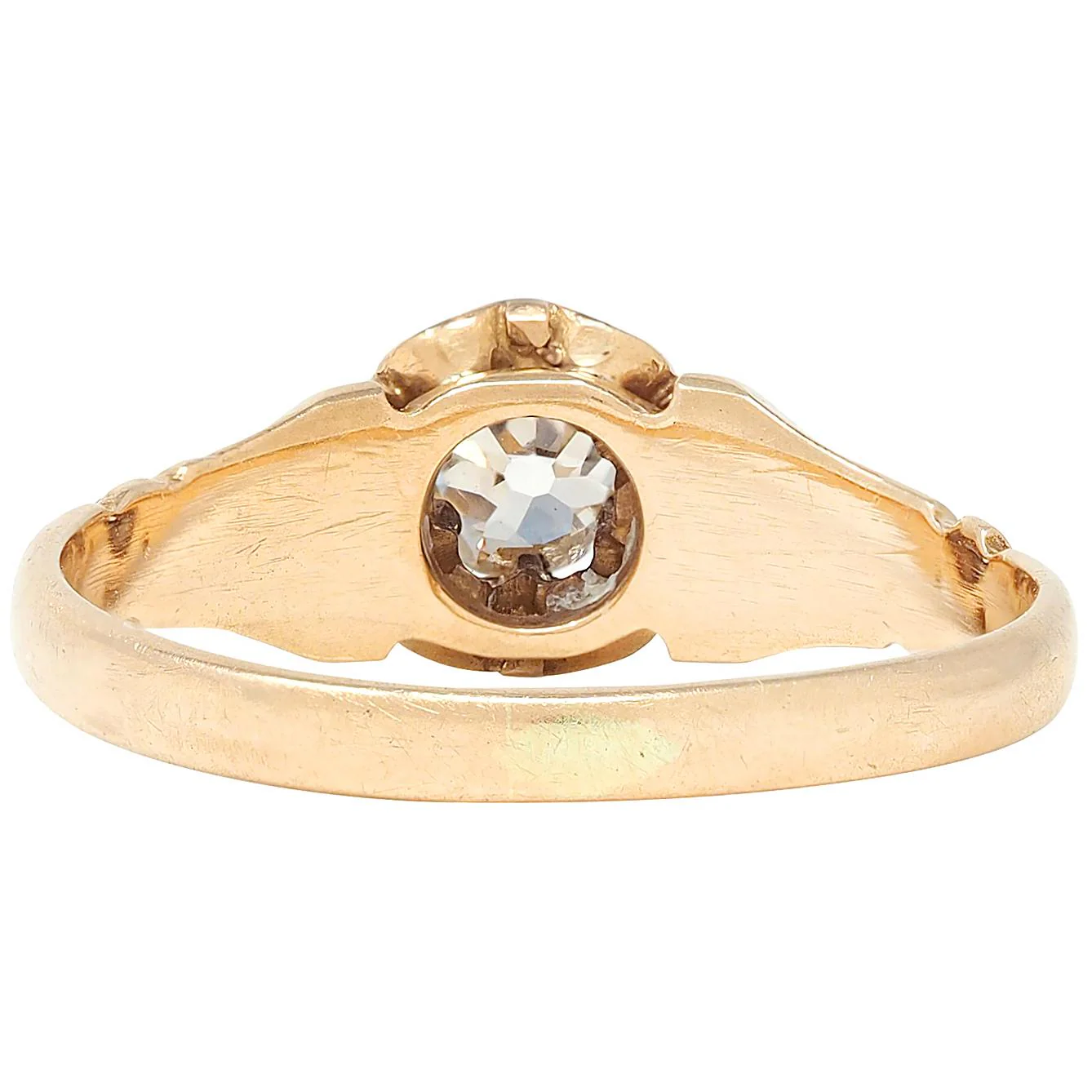 Victorian Woods & Sons 0.38 CTW Old Mine Diamond 14 Karat Yellow Gold Antique Tassel Engagement Ring - Image 3