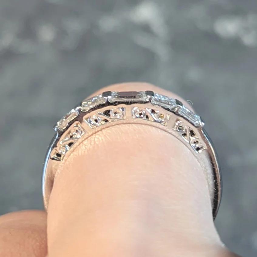 Vintage 0.50 CTW Princess Cut Diamond 14 Karat Gold Scroll Wedding Band Ring - Image 14