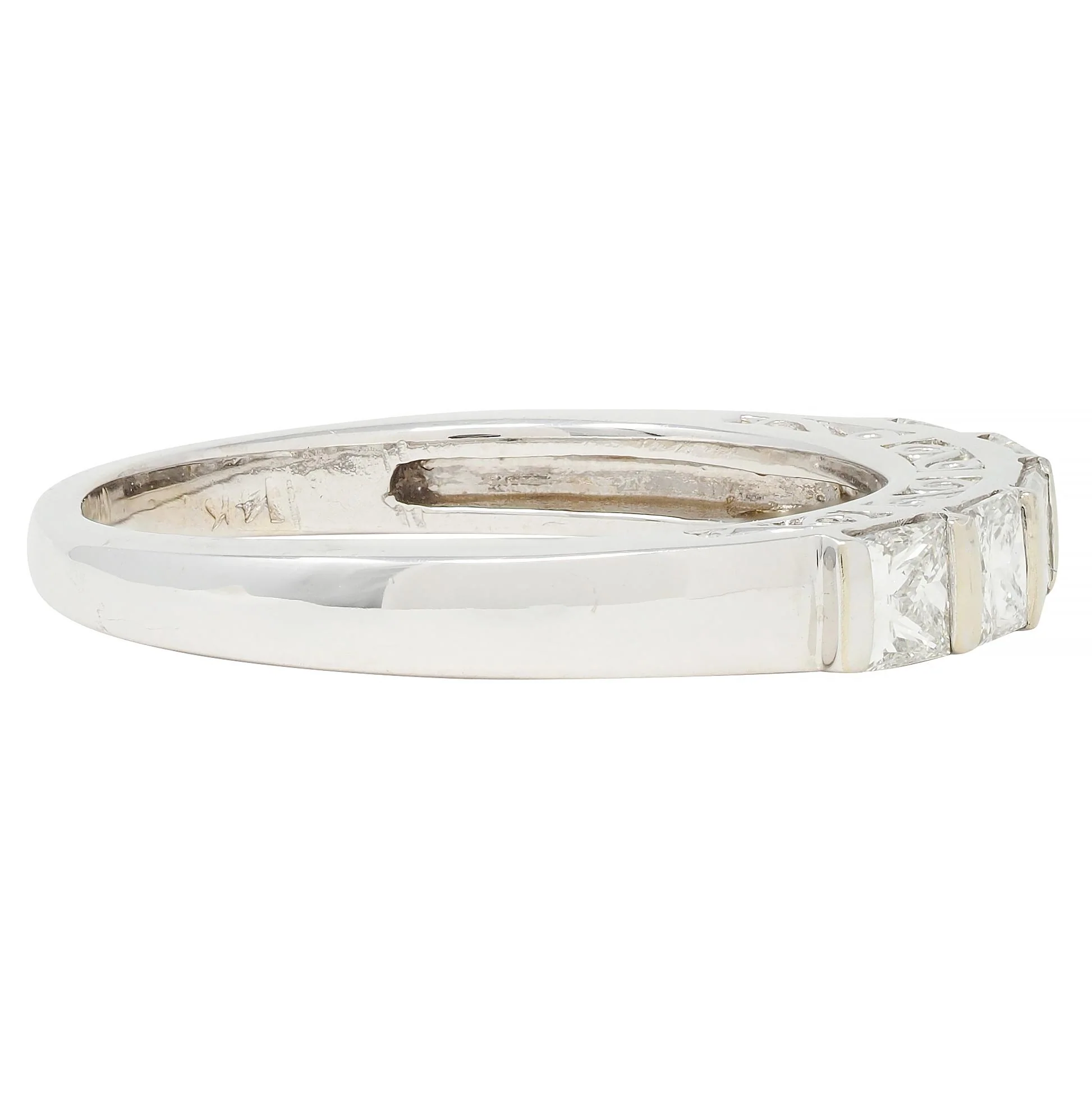 Vintage 0.50 CTW Princess Cut Diamond 14 Karat Gold Scroll Wedding Band Ring - Image 4