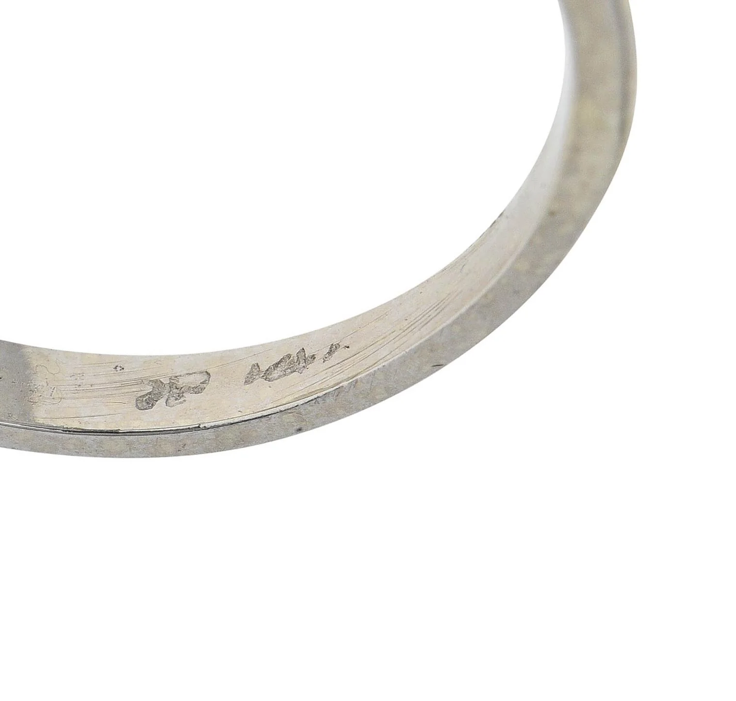 Vintage 0.55 CTW Round Brilliant Cut Diamond 14 Karat White Gold Fishtail Wedding Band Ring - Image 7
