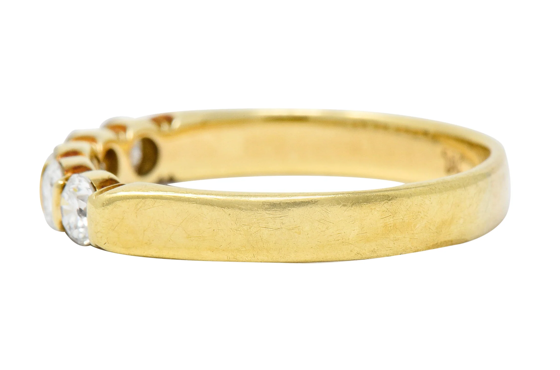 Vintage 0.65 CTW Diamond 18 Karat Gold Five Stone Anniversary Band Ring - Image 5