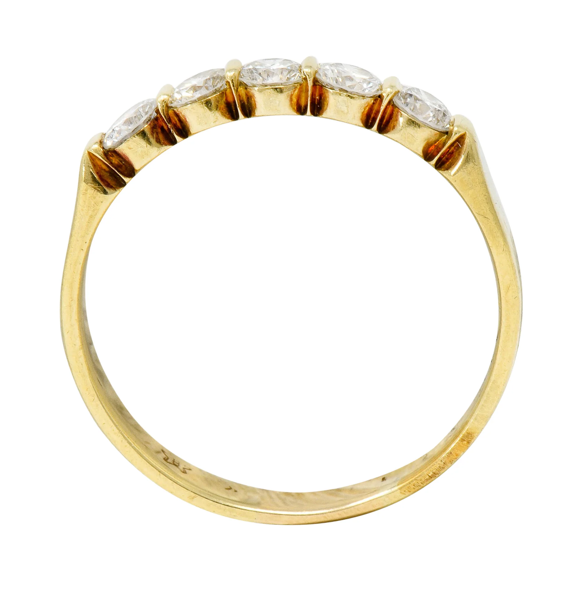 Vintage 0.65 CTW Diamond 18 Karat Gold Five Stone Anniversary Band Ring - Image 8