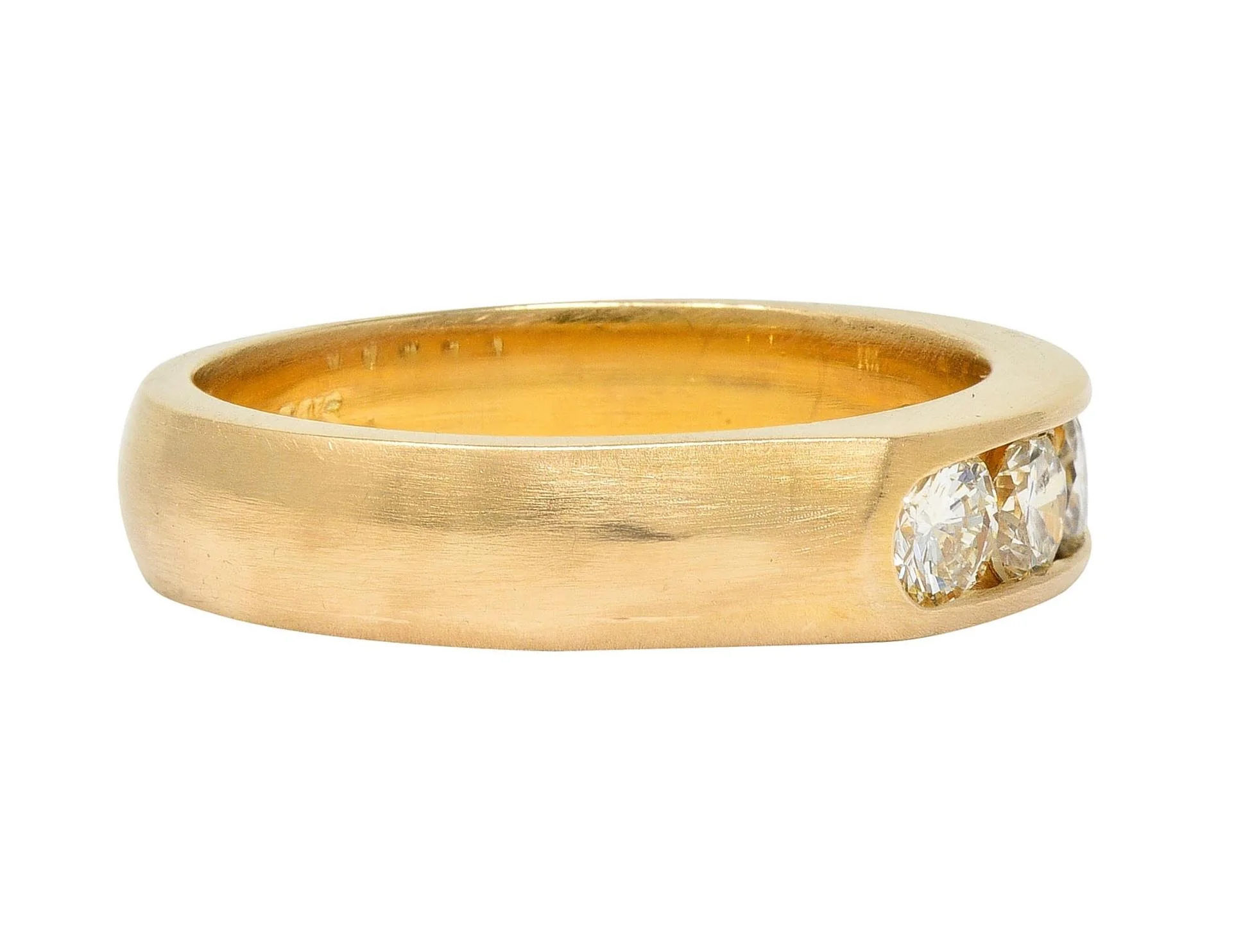 Vintage 0.80 CTW Transitional Cut Diamond 14 Karat Yellow Gold Five Stone Band Ring - Image 3