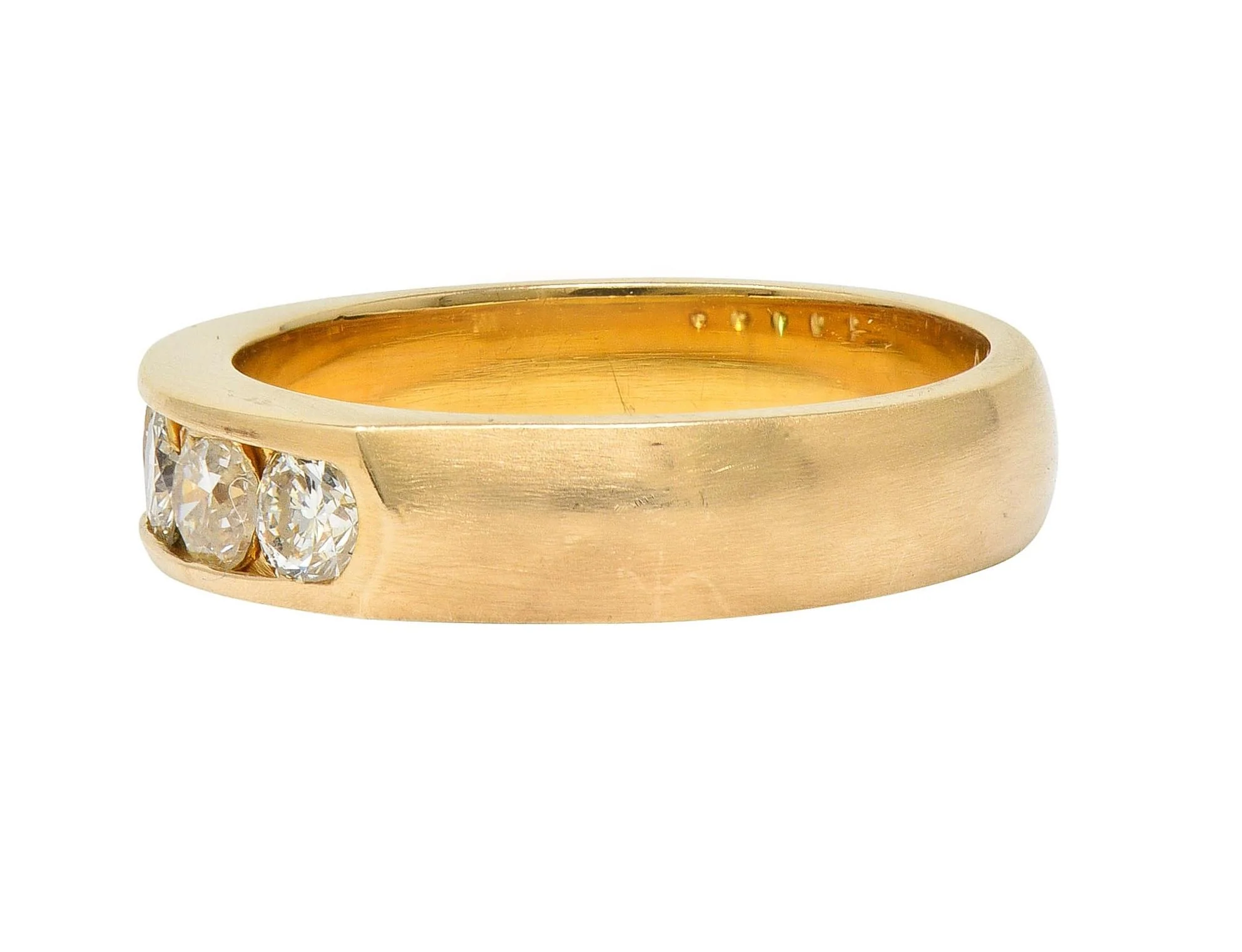 Vintage 0.80 CTW Transitional Cut Diamond 14 Karat Yellow Gold Five Stone Band Ring - Image 5