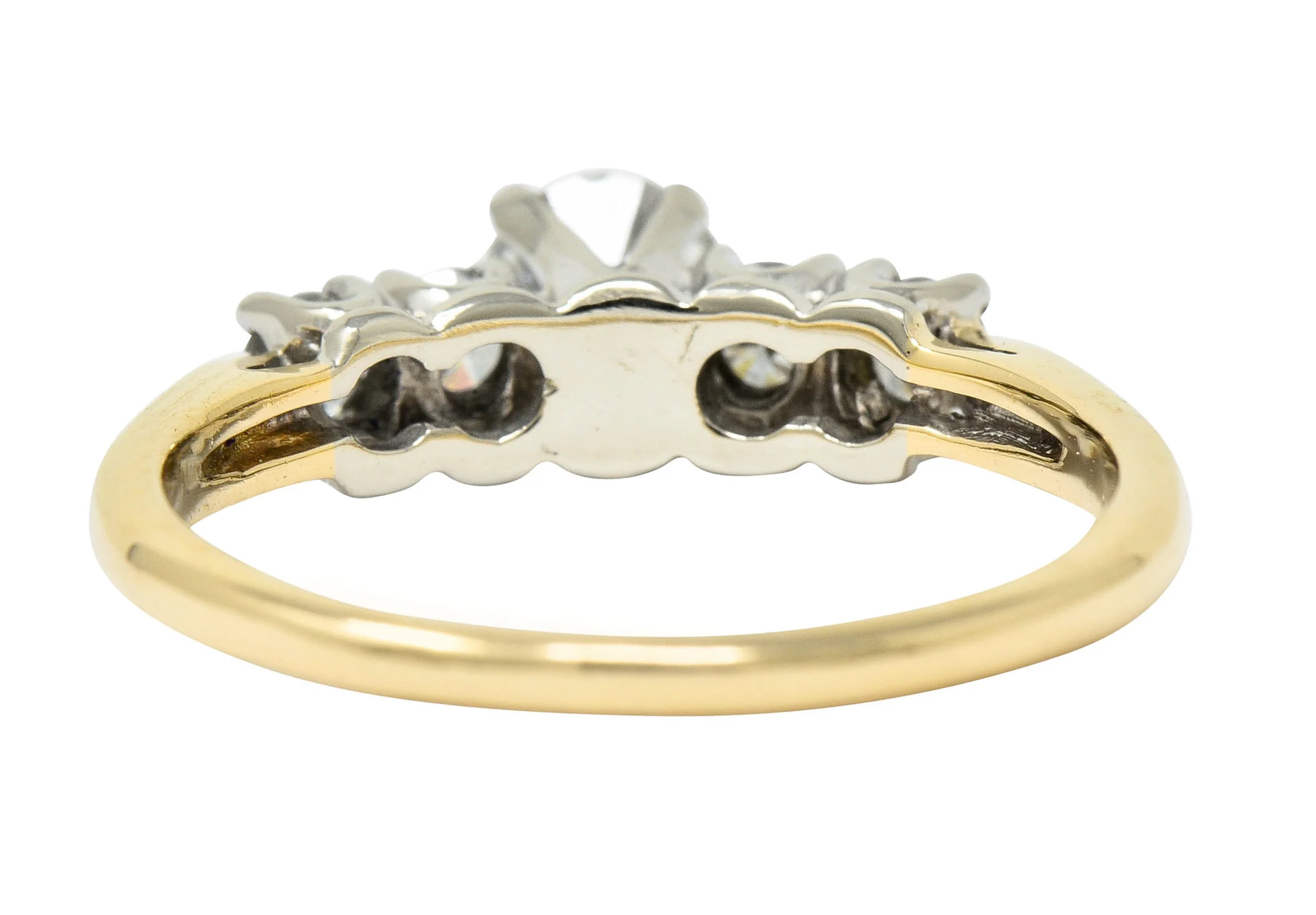 Vintage 0.81 CTW Diamond 14 Karat Gold Platinum Five Stone Engagement Ring - Image 4