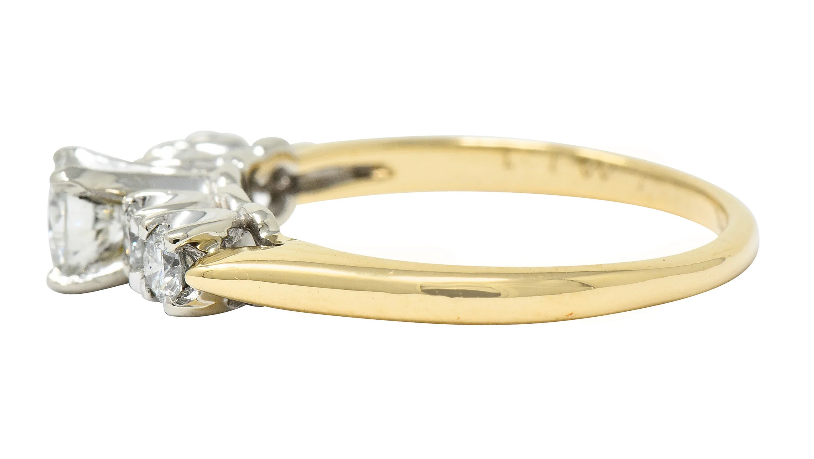 Vintage 0.81 CTW Diamond 14 Karat Gold Platinum Five Stone Engagement Ring - Image 5