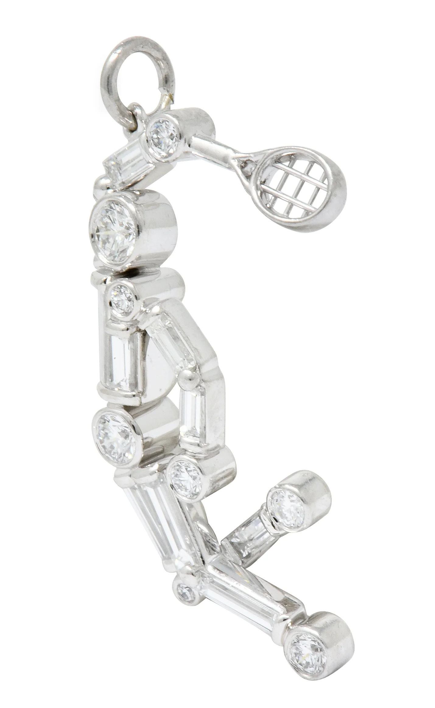 Vintage 0.90 CTW Diamond Platinum Tennis Player Charm - Image 2