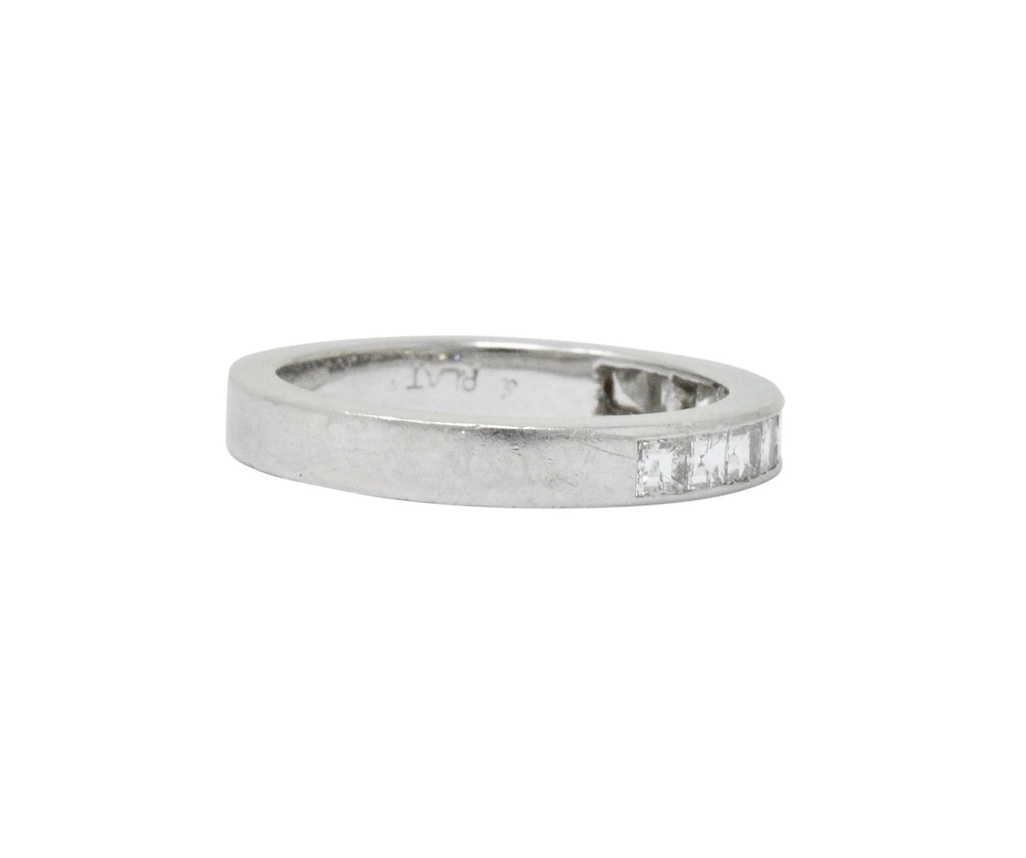Vintage 1.00 CTW Diamond Platinum Stackable Band Ring - Image 4