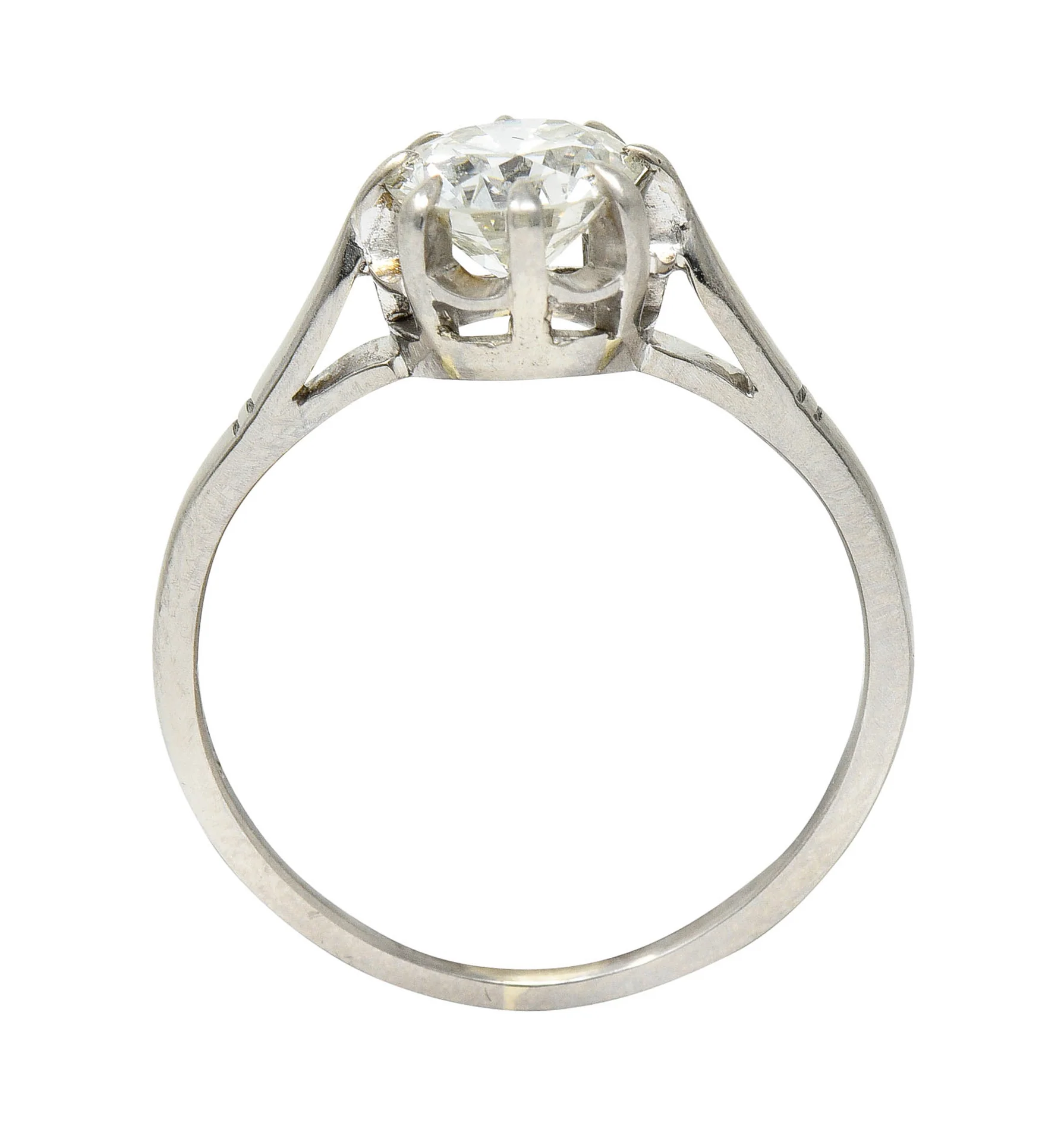 Vintage 1.16 CTW Diamond 18 Karat White Gold Belcher Engagement Ring - Image 9