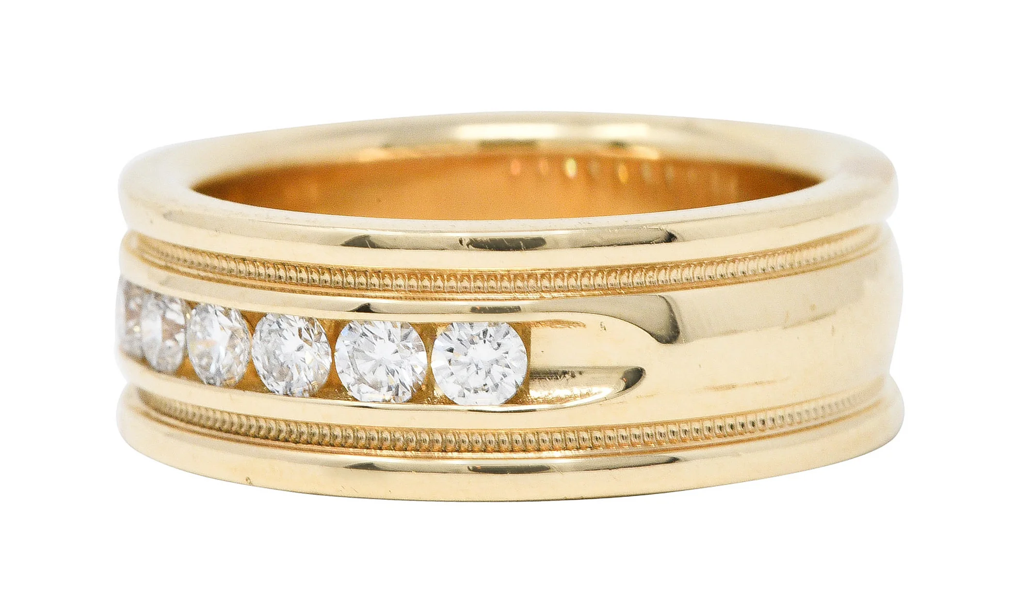 Vintage 1.25 CTW Diamond 14 Karat Gold Men's Wedding Band Ring - Image 6