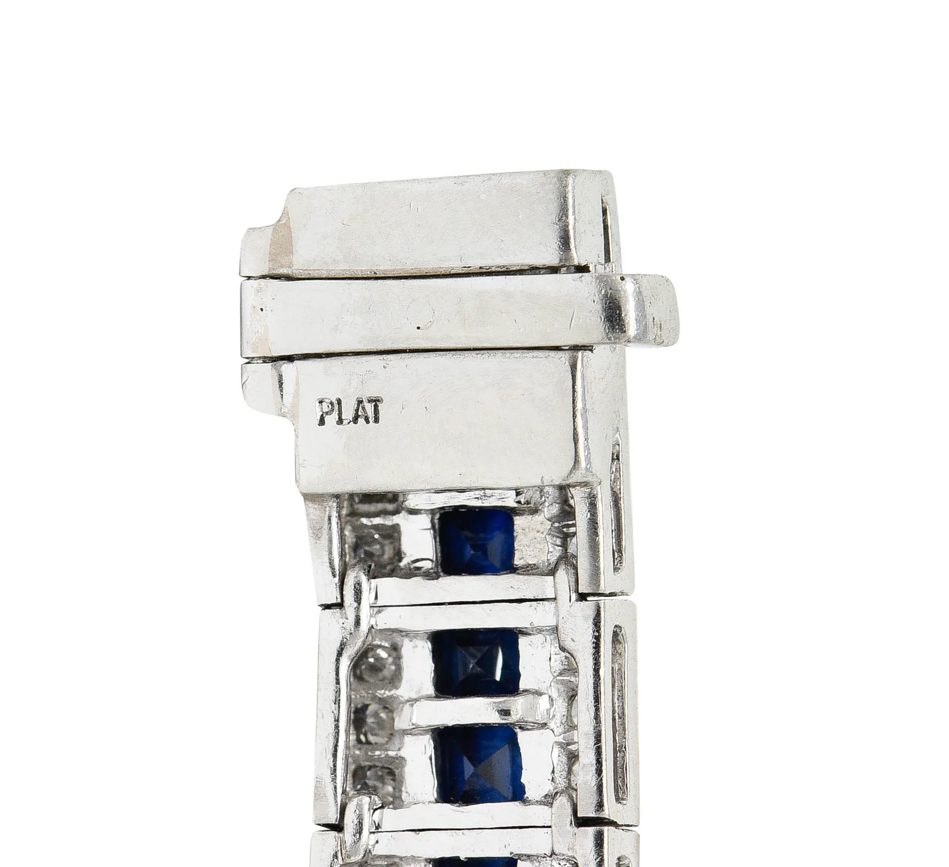 Vintage 13.55 CTW Sapphire Diamond Platinum Line Bracelet - Image 8