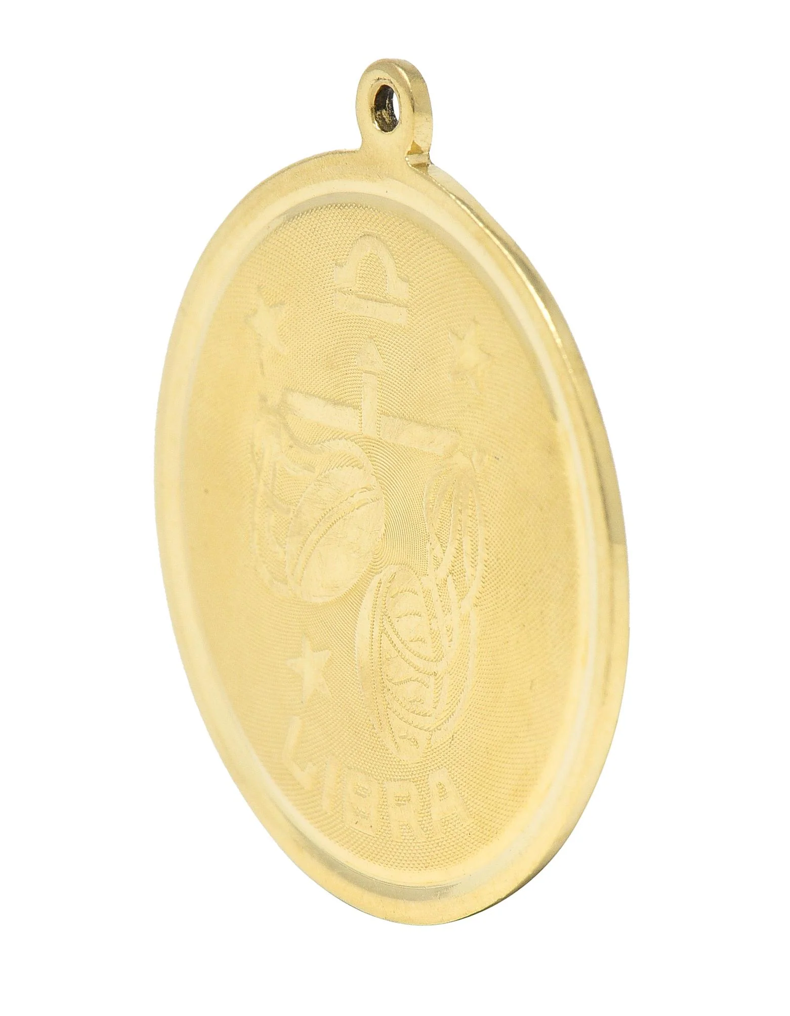 Vintage 14 Karat Yellow Gold Libra Zodiac Medallion Pendant Charm - Image 4