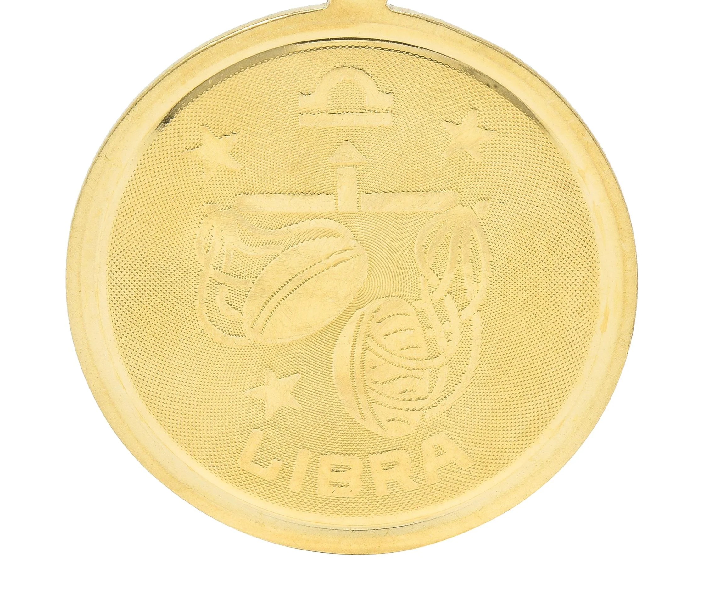 Vintage 14 Karat Yellow Gold Libra Zodiac Medallion Pendant Charm - Image 5