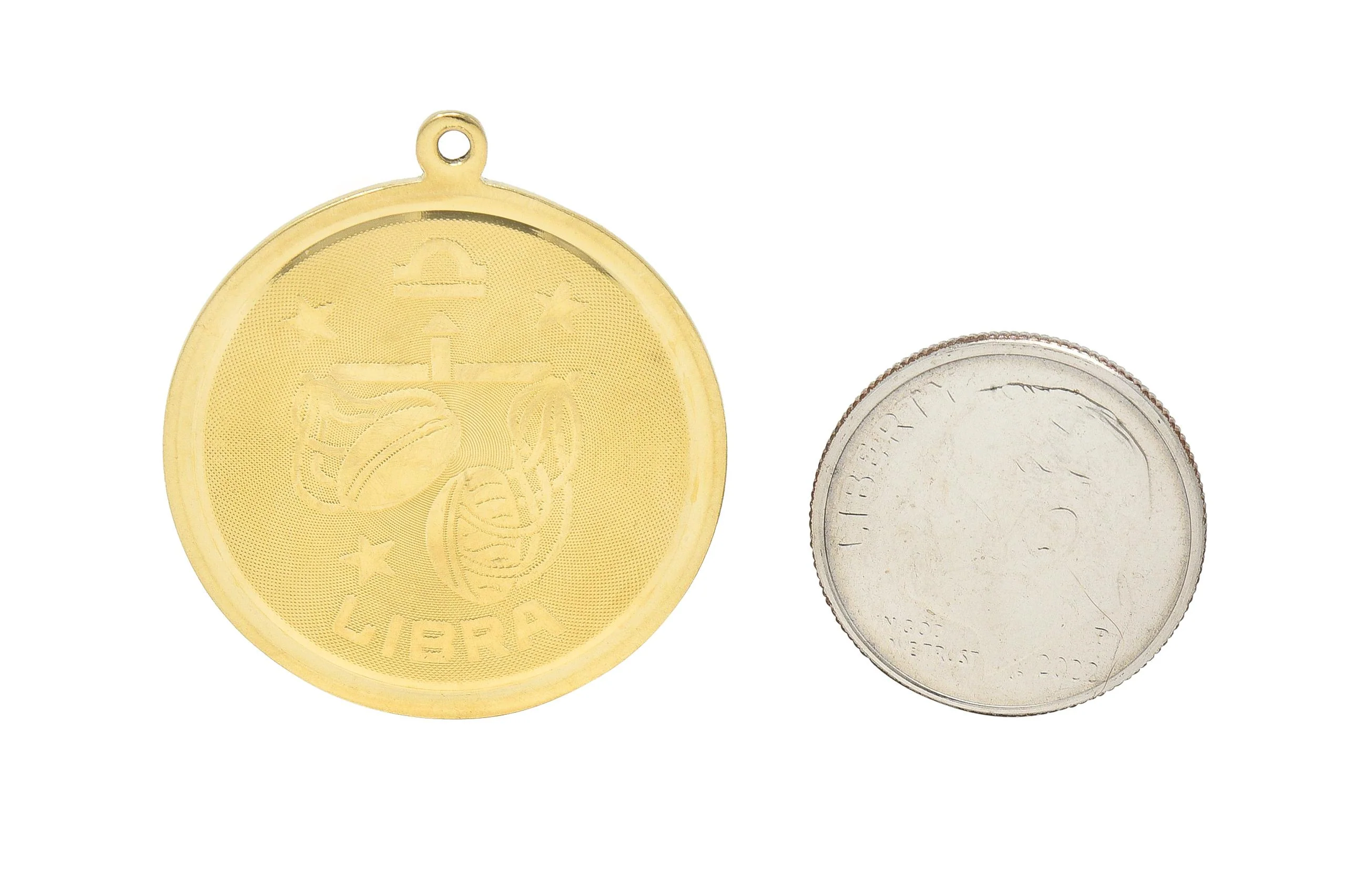 Vintage 14 Karat Yellow Gold Libra Zodiac Medallion Pendant Charm - Image 6