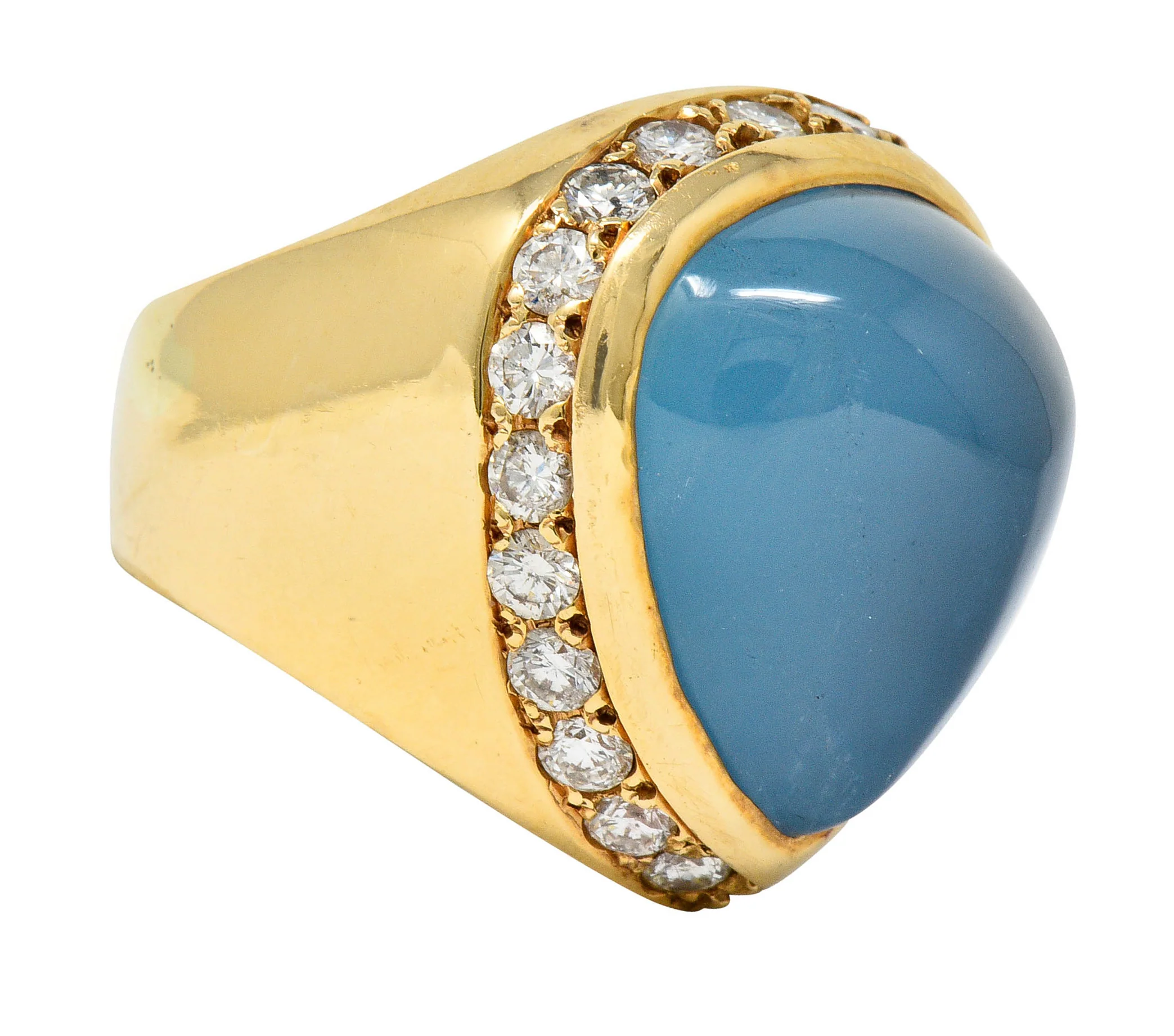 Vintage 18.75 CTW Aquamarine Diamond 14 Karat Gold Unisex Statement Ring - Image 2