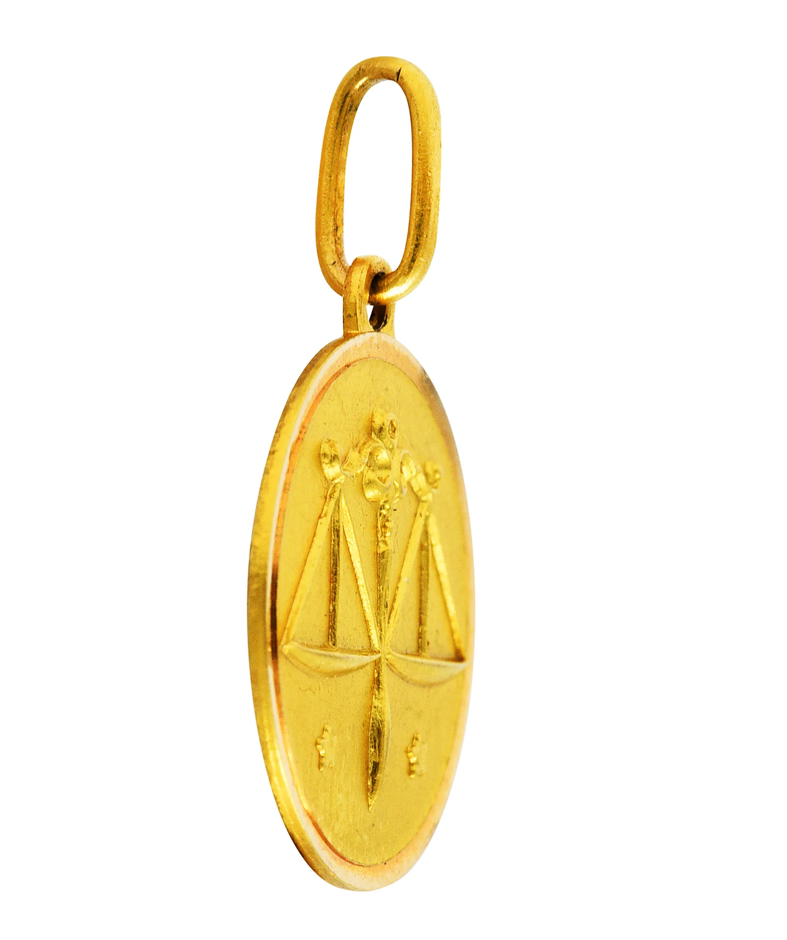 Vintage 18 Karat Gold Libra Zodiac Charm - Image 5