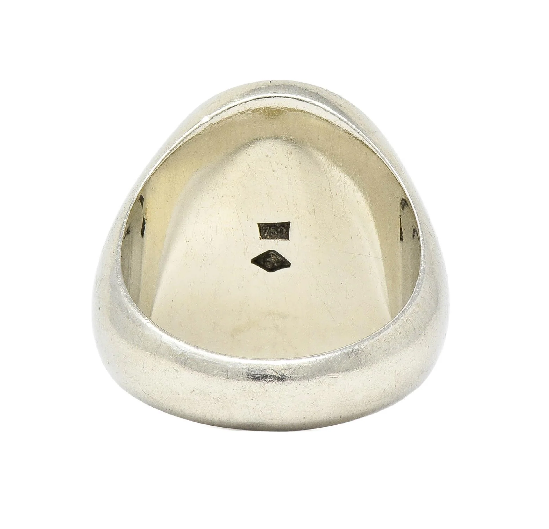 Vintage 18 Karat White Gold Heraldic Knight Star Cameo Unisex Signet Ring - Image 4