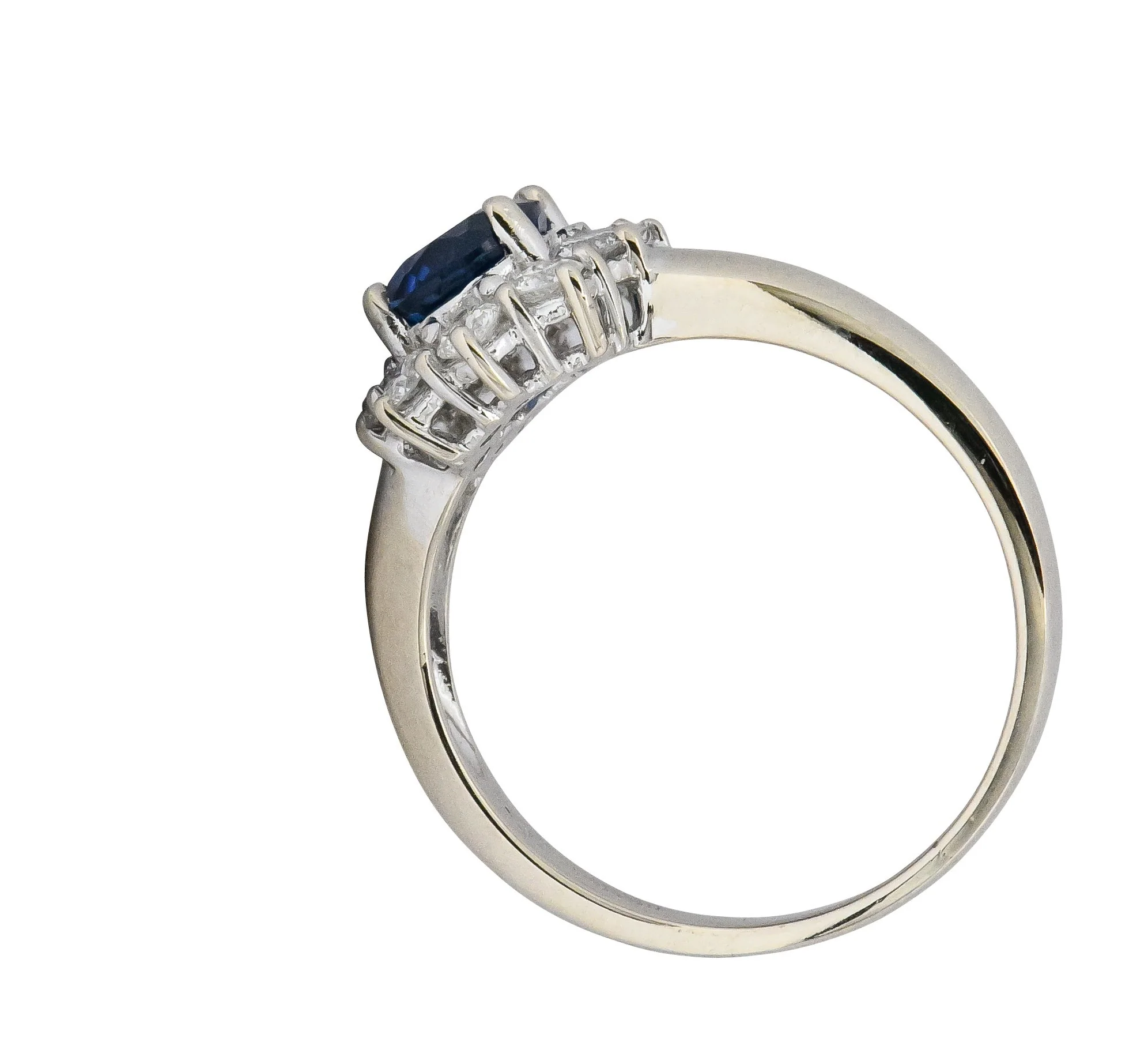 Vintage 2.15 CTW Sapphire Diamond 18 Karat White Gold Cluster Ring - Image 6