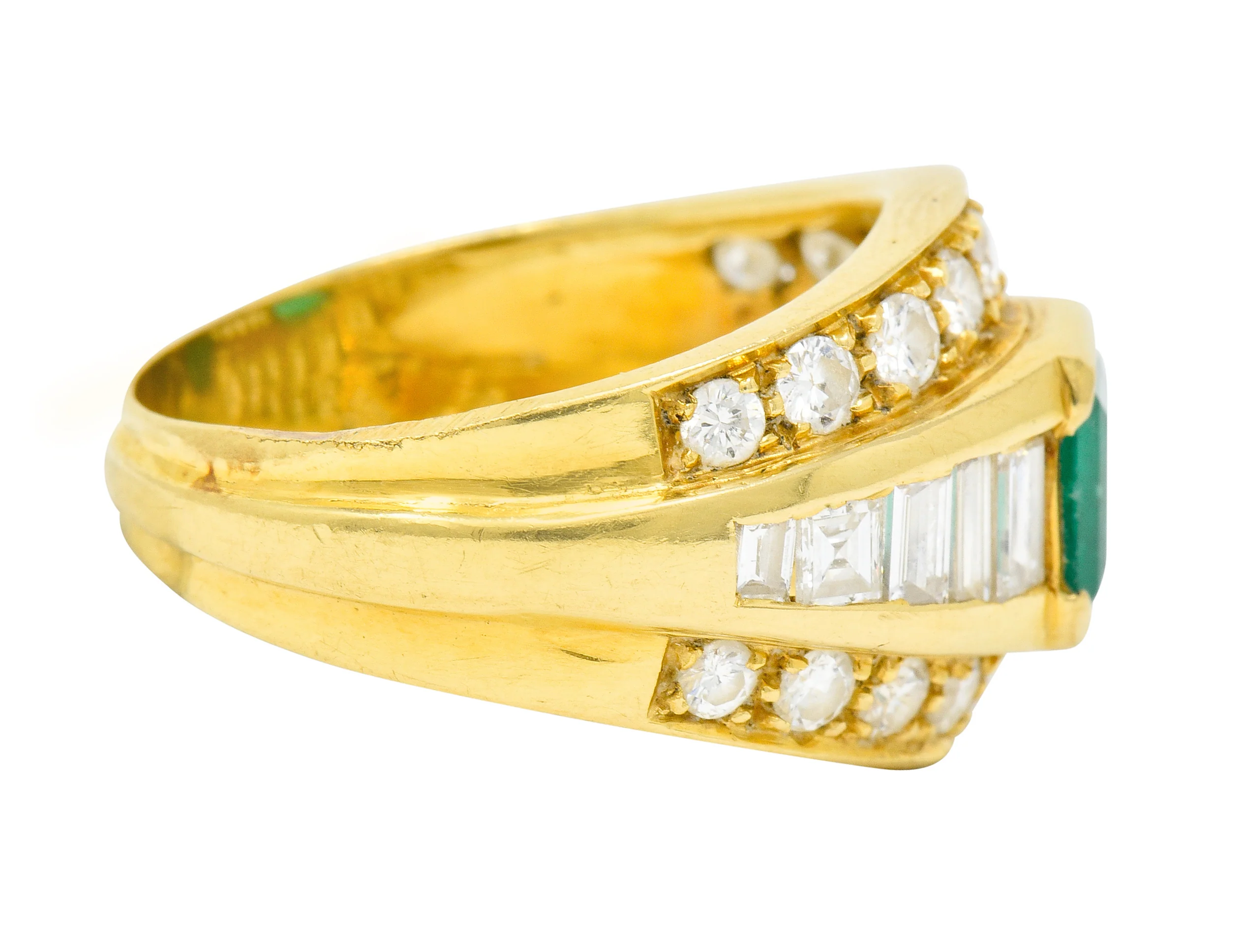 Vintage 2.60 CTW Emerald Diamond 18 Karat Gold Band Ring - Image 3
