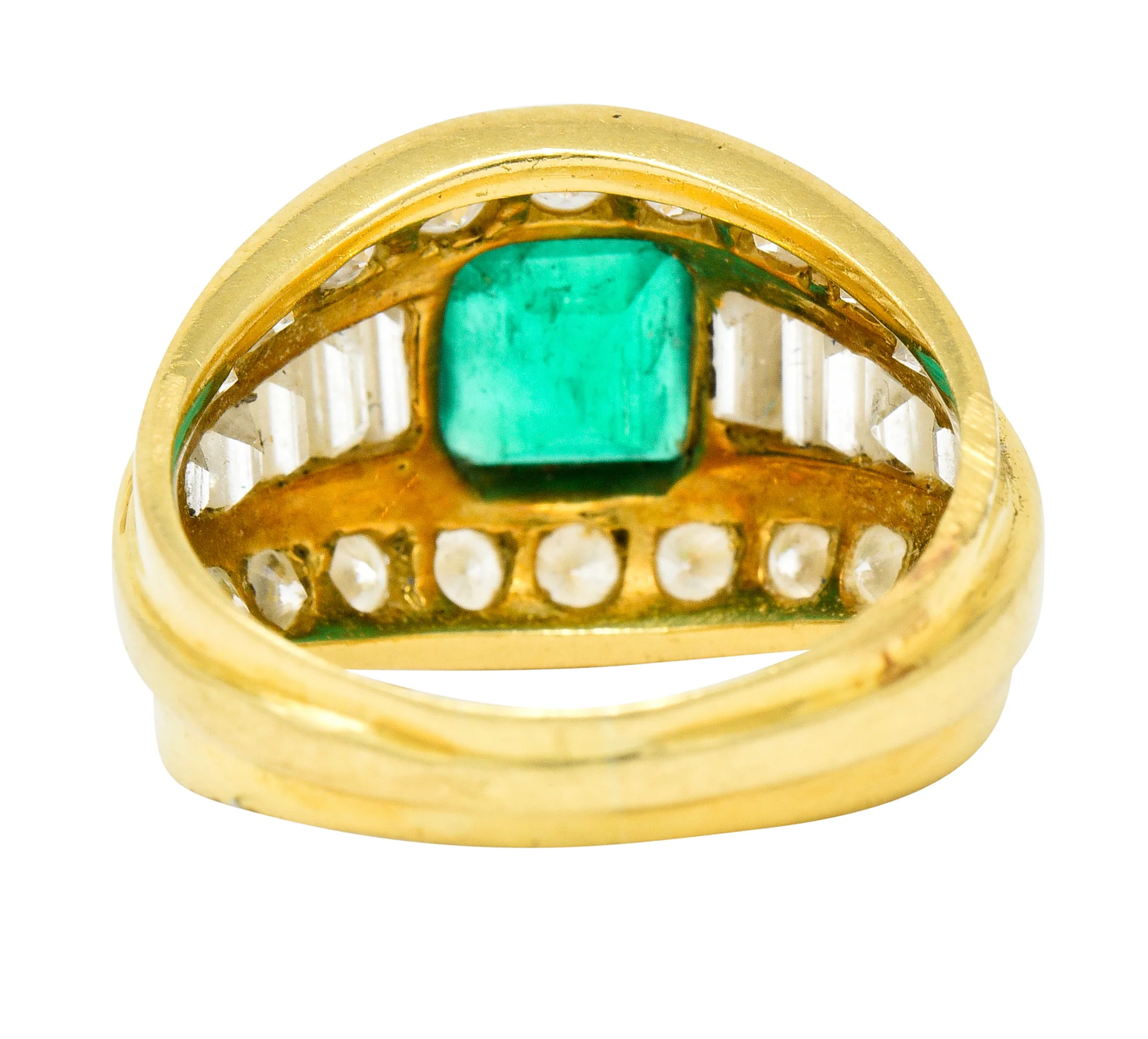 Vintage 2.60 CTW Emerald Diamond 18 Karat Gold Band Ring - Image 4