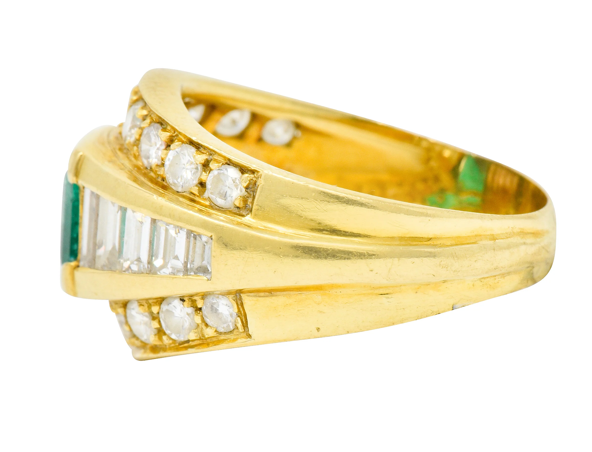 Vintage 2.60 CTW Emerald Diamond 18 Karat Gold Band Ring - Image 5