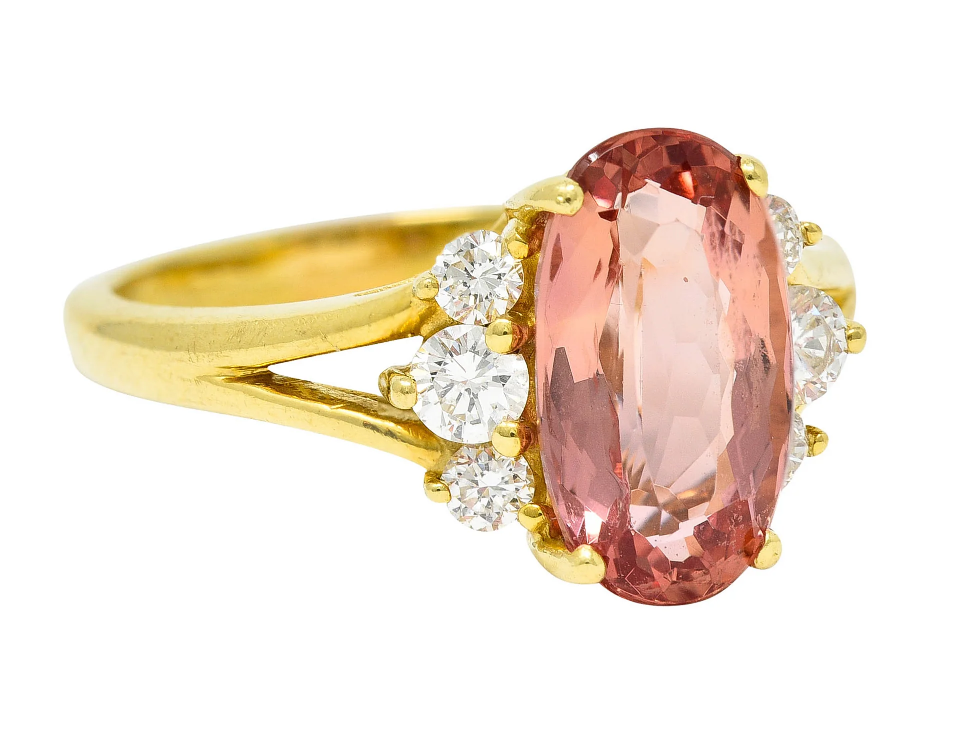 Vintage 2.95 CTW Imperial Topaz Diamond 18 Karat Gold Gemstone Ring - Image 2