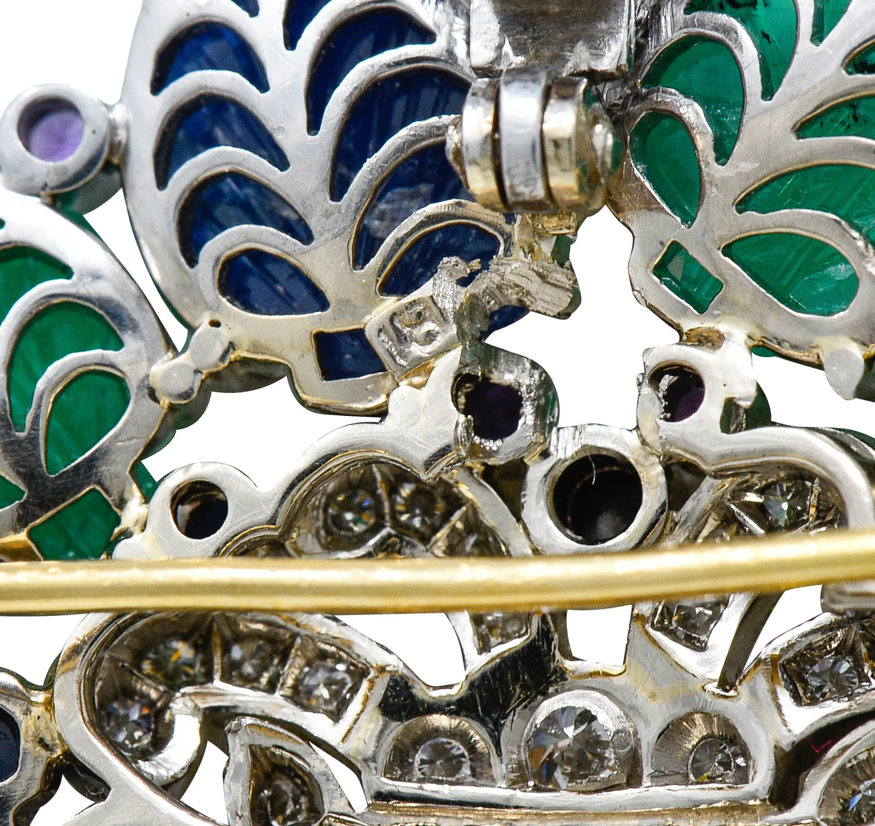 Vintage 27.05 CTW Diamond Sapphire Emerald 18 Karat White Gold Riviera Tutti-Frutti Enhancer Necklace - Image 10