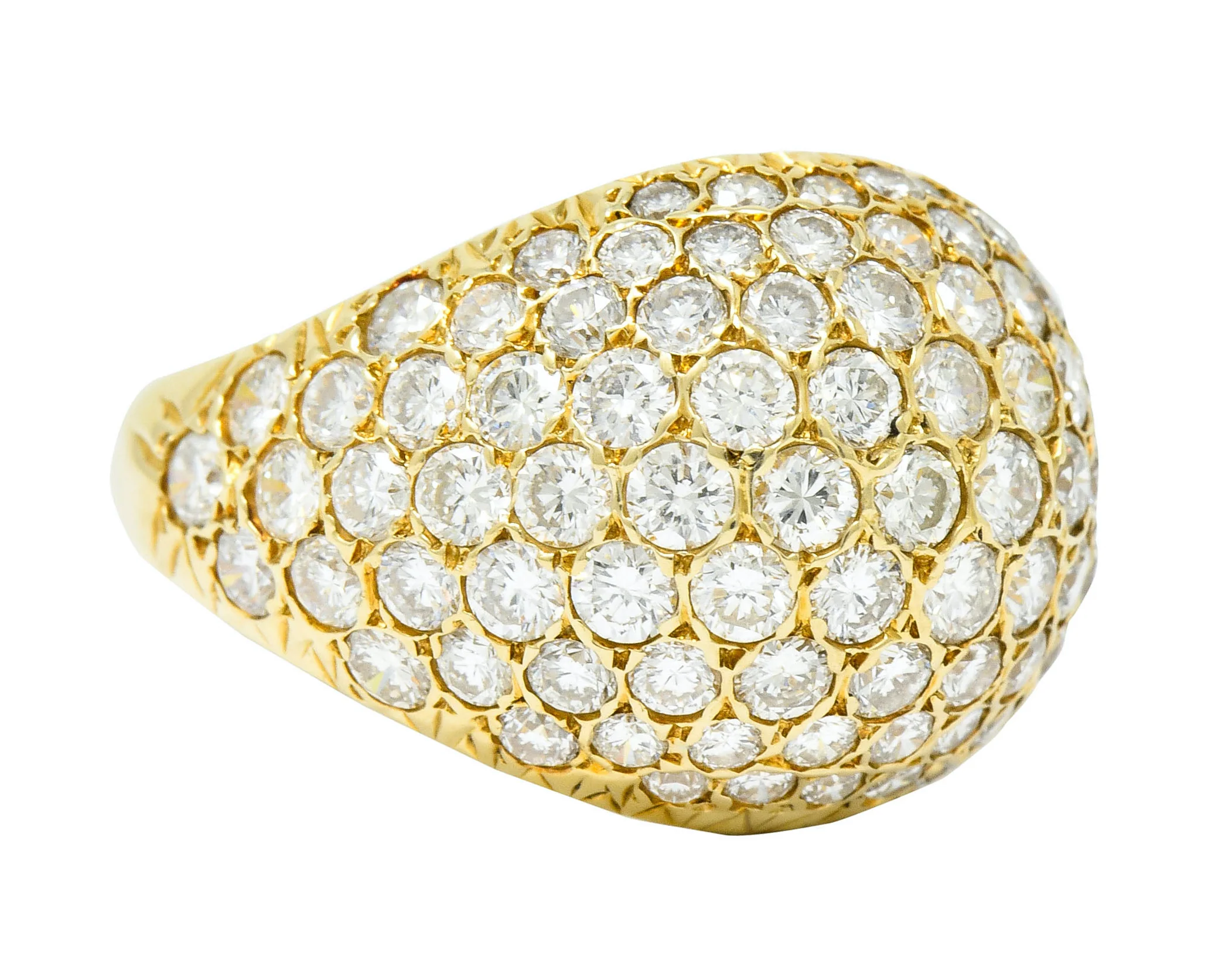 Vintage 3.75 CTW Pave Diamond 14 Karat Gold Bombay Band Ring - Image 2