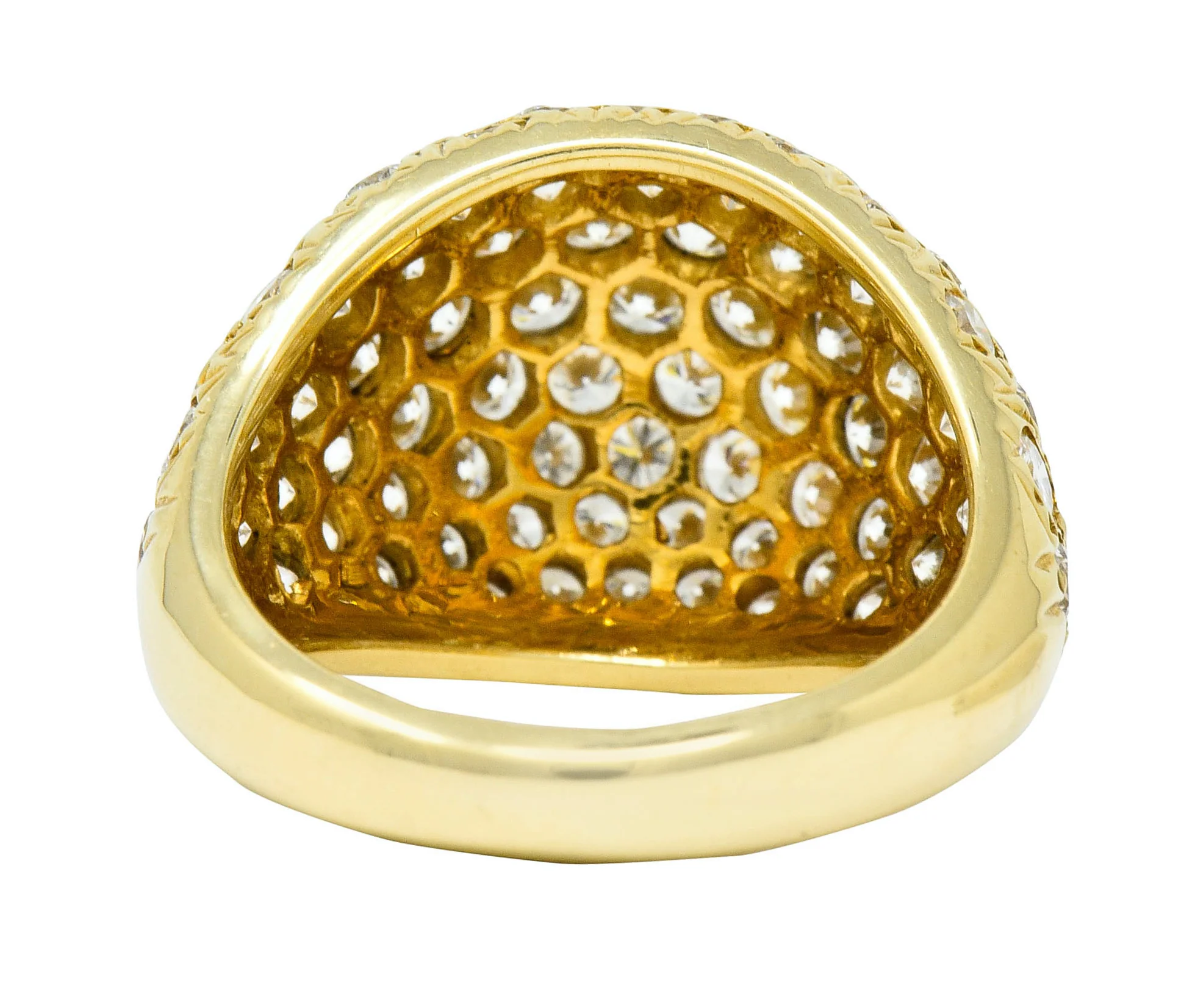 Vintage 3.75 CTW Pave Diamond 14 Karat Gold Bombay Band Ring - Image 3