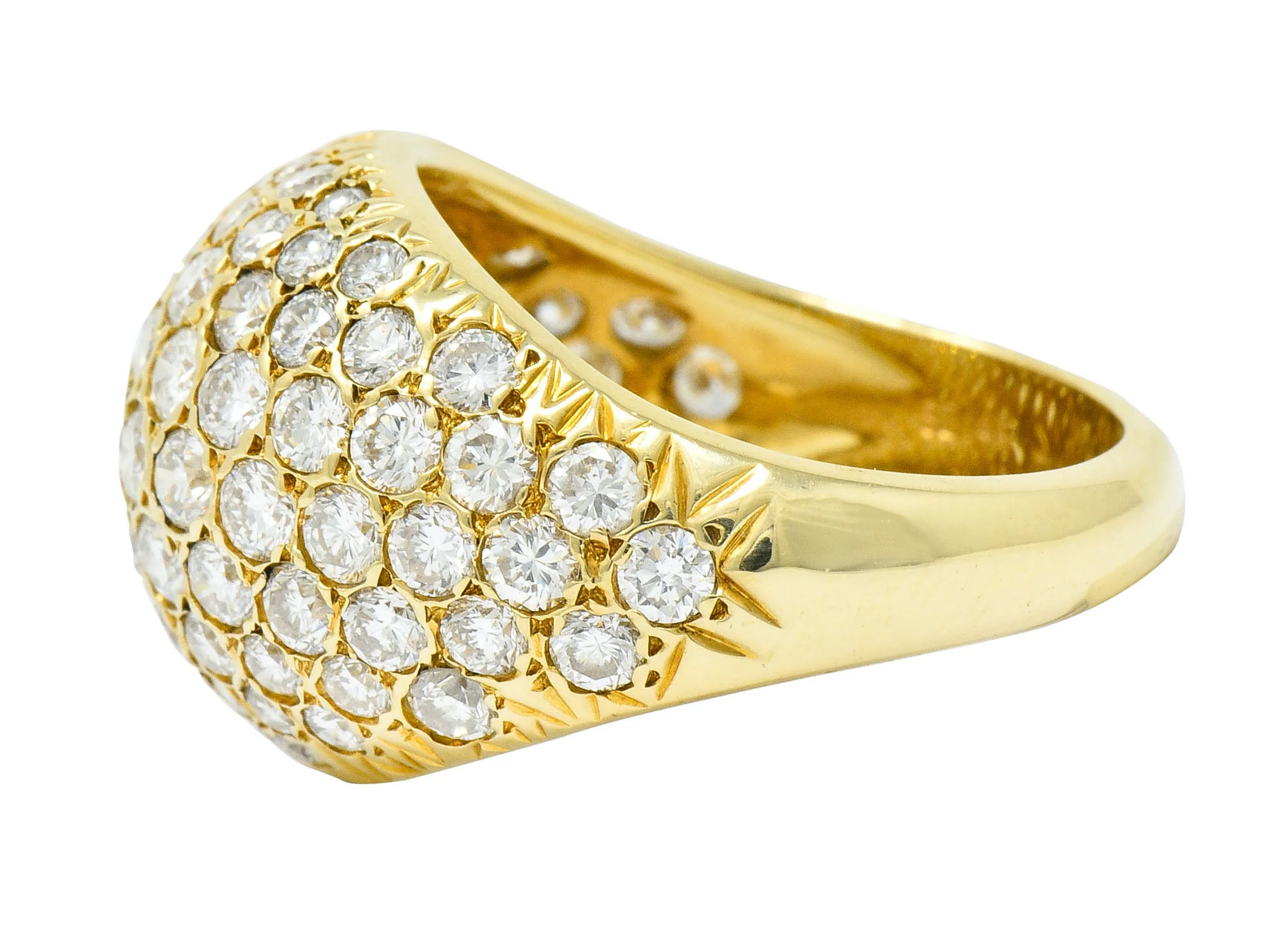Vintage 3.75 CTW Pave Diamond 14 Karat Gold Bombay Band Ring - Image 4