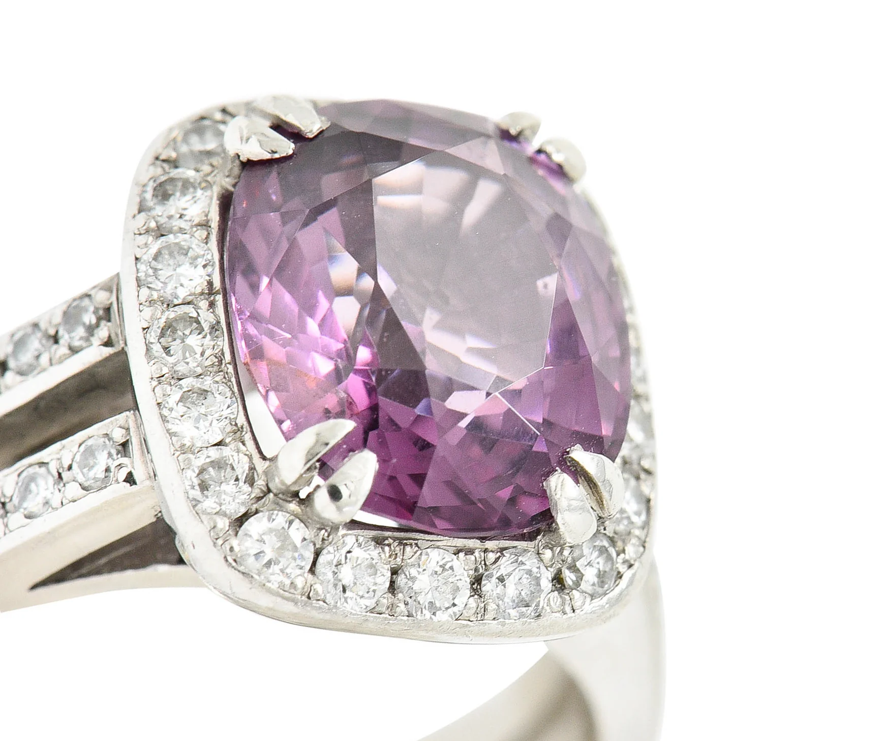 Vintage 4.74 CTW No Heat Spinel Diamond Platinum Cocktail Ring GIA - Image 8