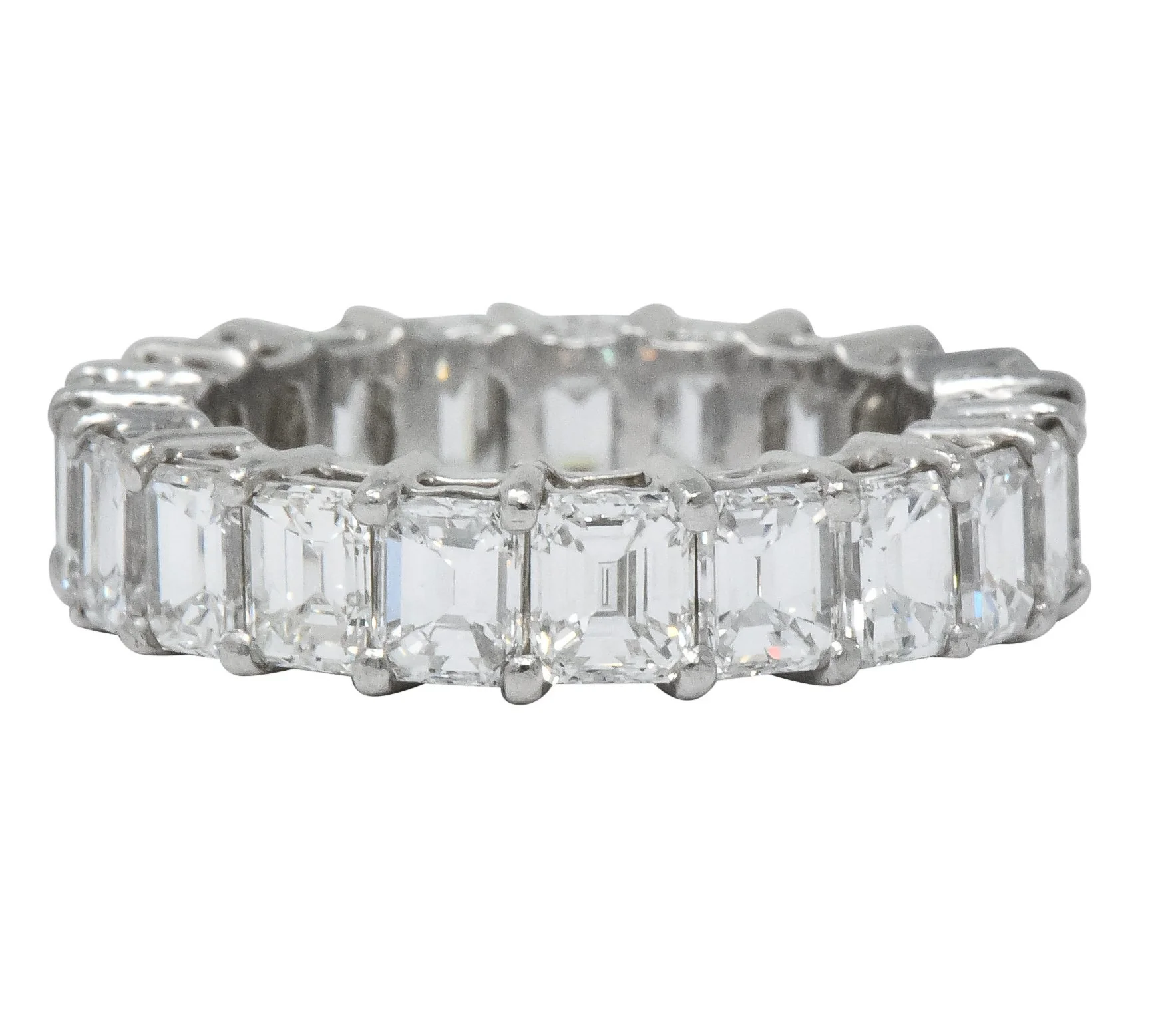 Vintage 5.60 CTW Emerald Cut Diamond Platinum Eternity Band Ring - Image 3