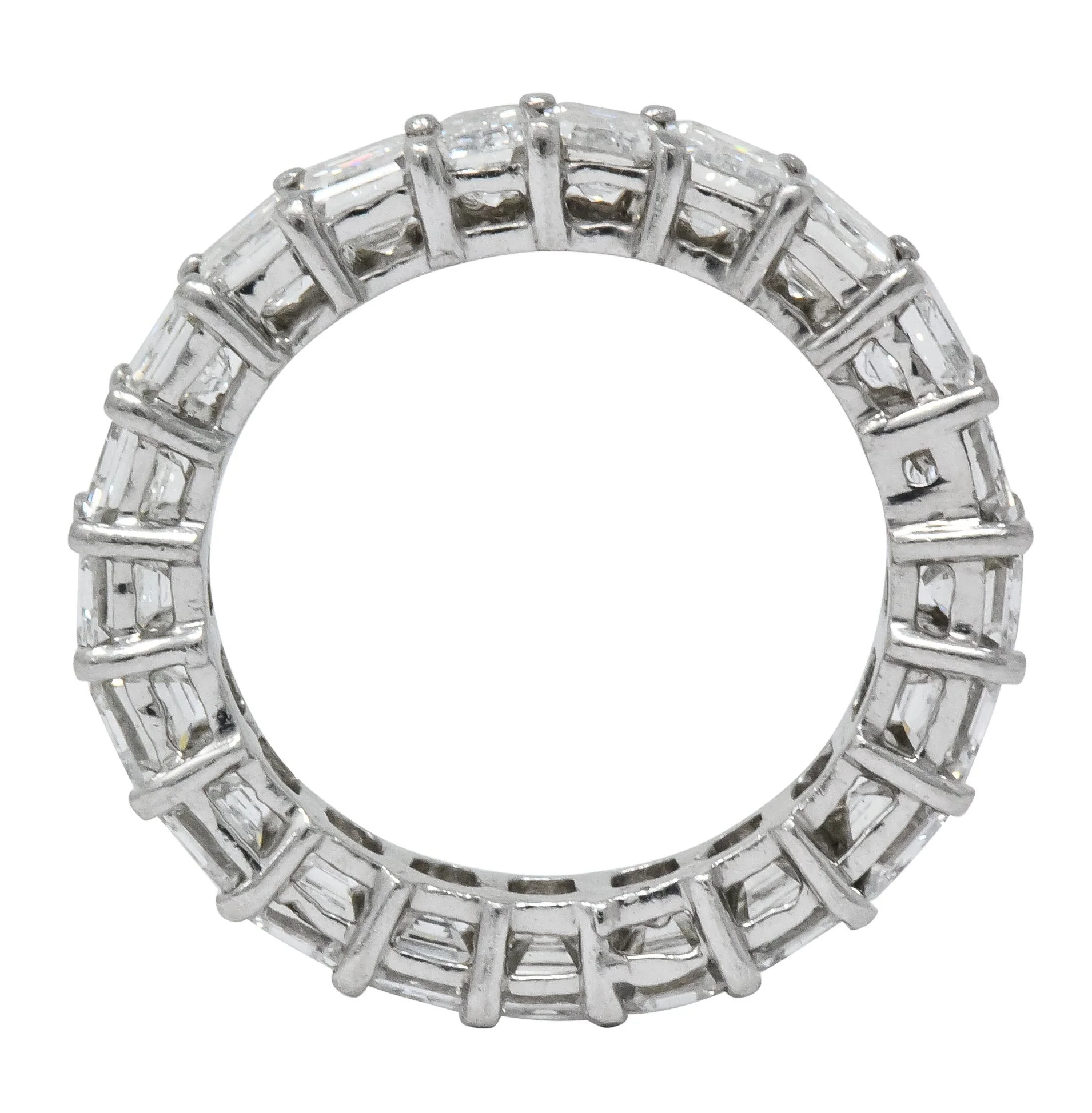Vintage 5.60 CTW Emerald Cut Diamond Platinum Eternity Band Ring - Image 4