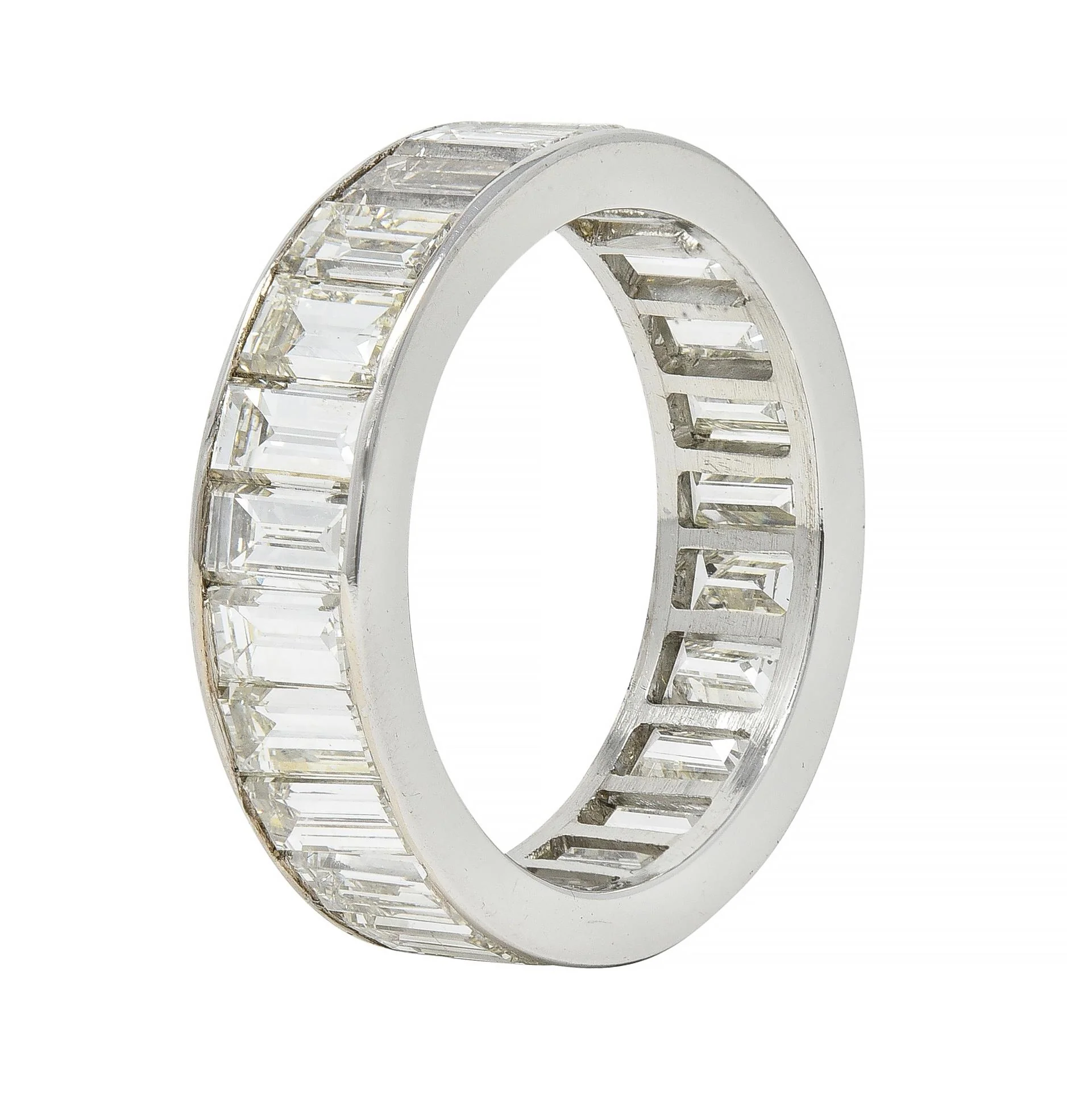 Vintage 7.50 CTW Baguette Diamond Platinum Eternity Channel Band Ring - Image 2